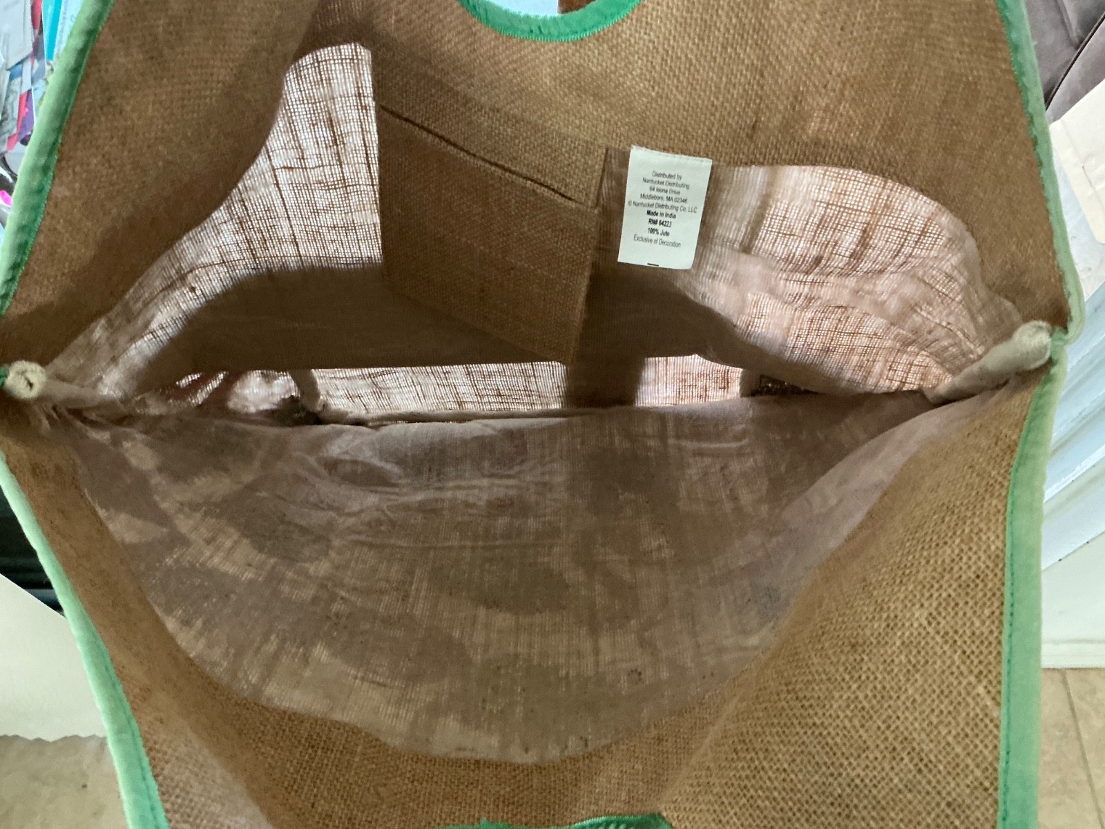 NEW TROPICAL EXTRA LARGE Jute BURLAP Tote Bag ~ 20.5″W x 23″T ~ PINK FLAMINGO’S