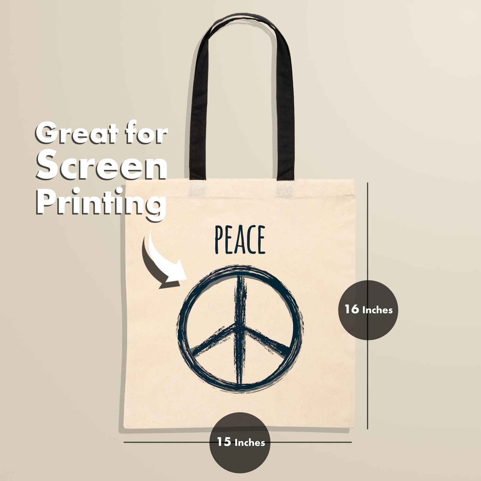 Carrywell (Not Made In China) Canvas Tote Bags 12-Pack, 15″x16″, Bulk Organic