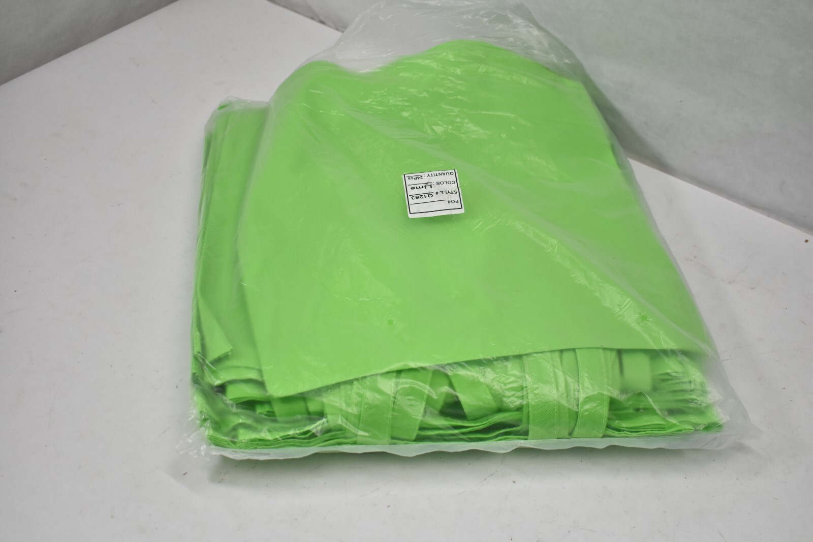 Lot of 24 Lime Green Carry Tote Bags Blank 15″ x 16″ w 2 Handles Grocery