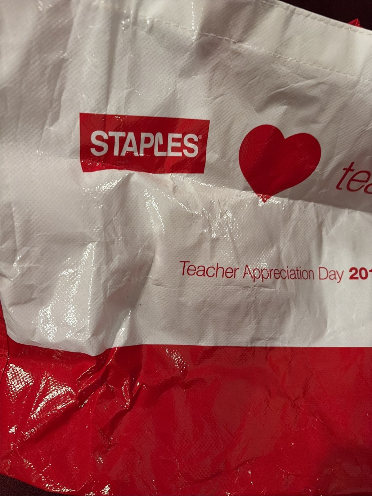 2 Staples Teacher Appreciation Reusable Bags Shopping, Used Only A Few Times