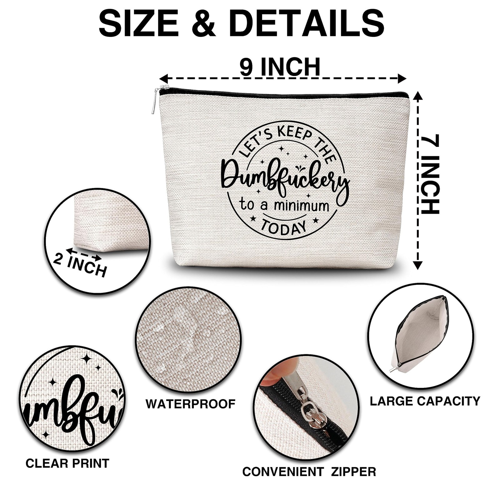 Funny Makeup Bag Let’s Keep To A Minimum Today Gifts for Women WHITE-5