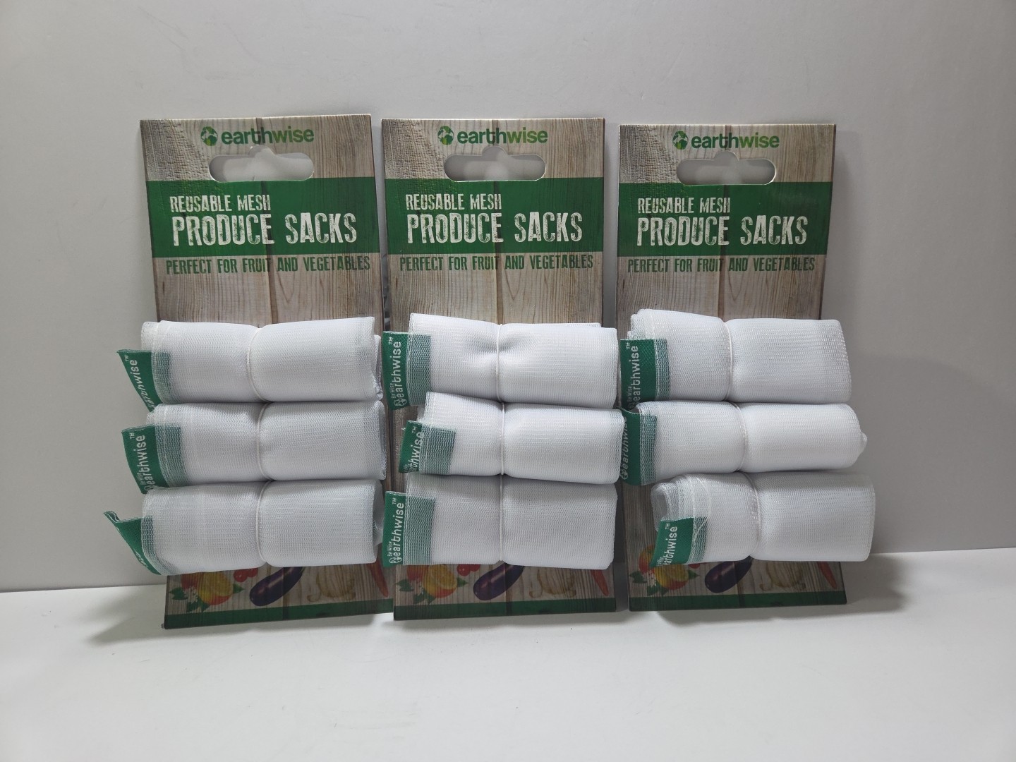 Lot Of 9 Earthwise Reusable Mesh Drawstring Produce Bags Sacks Fruit Vegetables