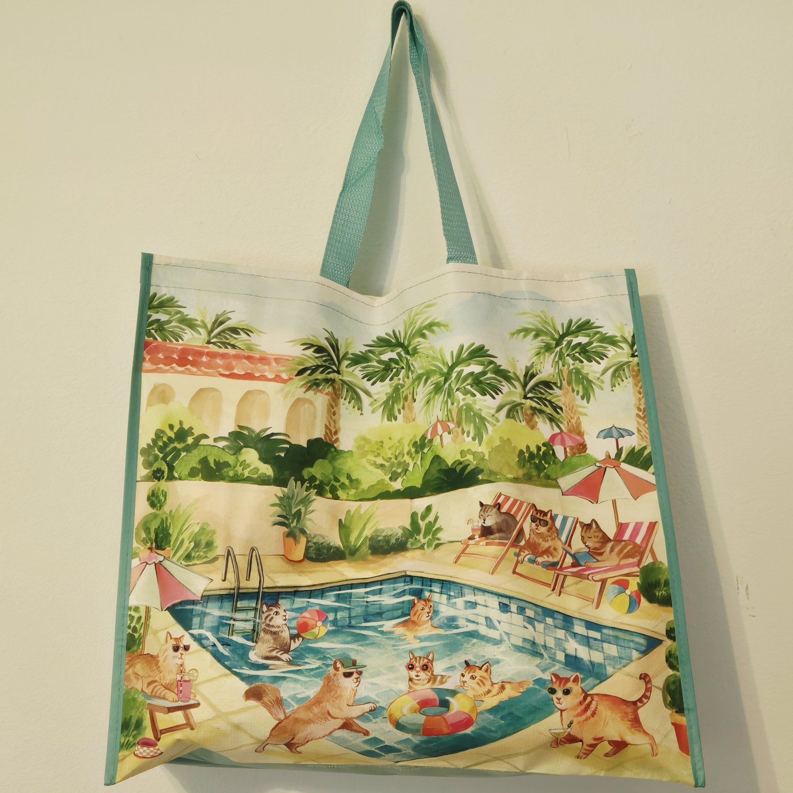 Cats Cat Playing Swimming Pool Lounging Tropical Drinks Bag Shopping TJMaxx