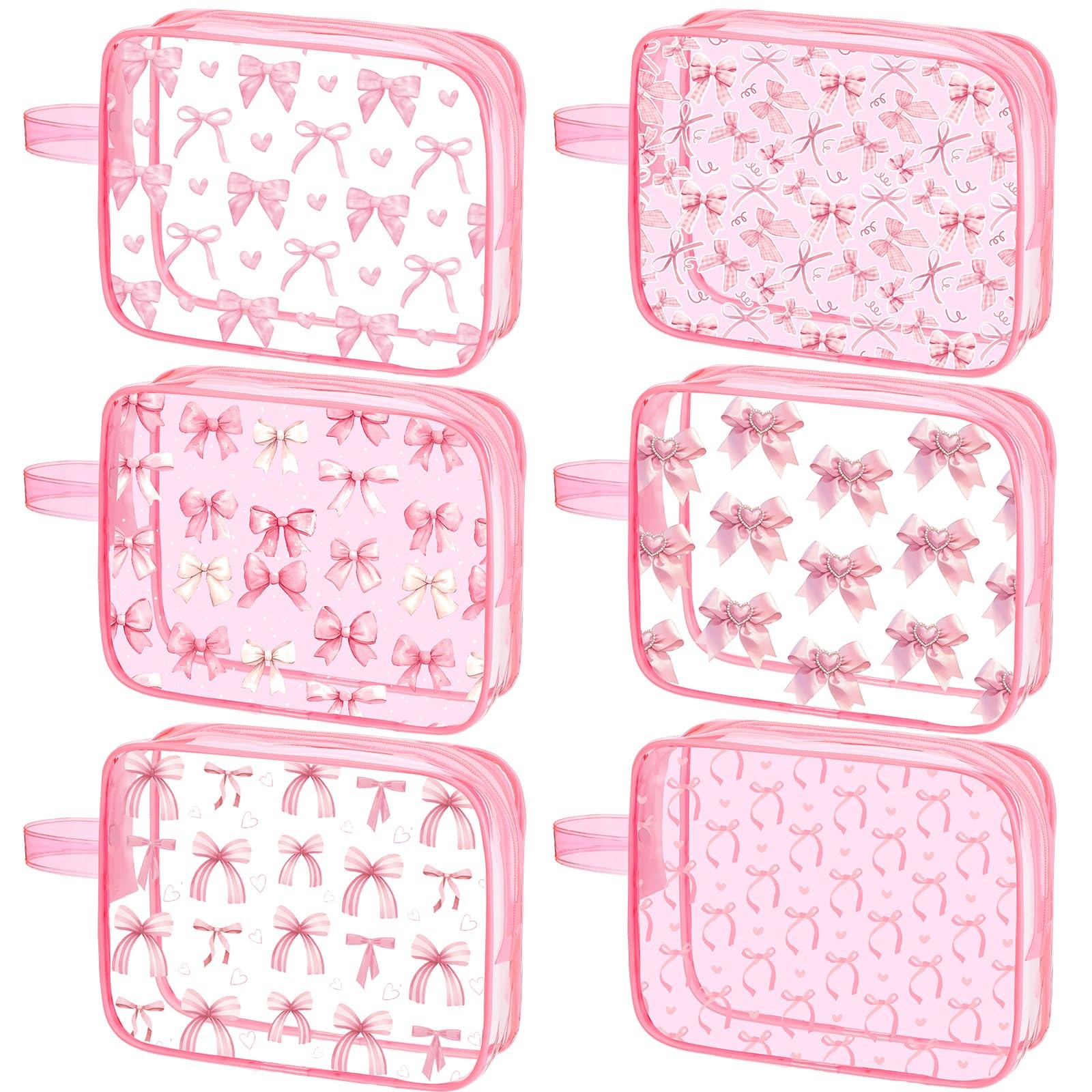 Kacctyen 6 Pcs Coquette Pink Bow Makeup Bags Gifts Accessories for pink