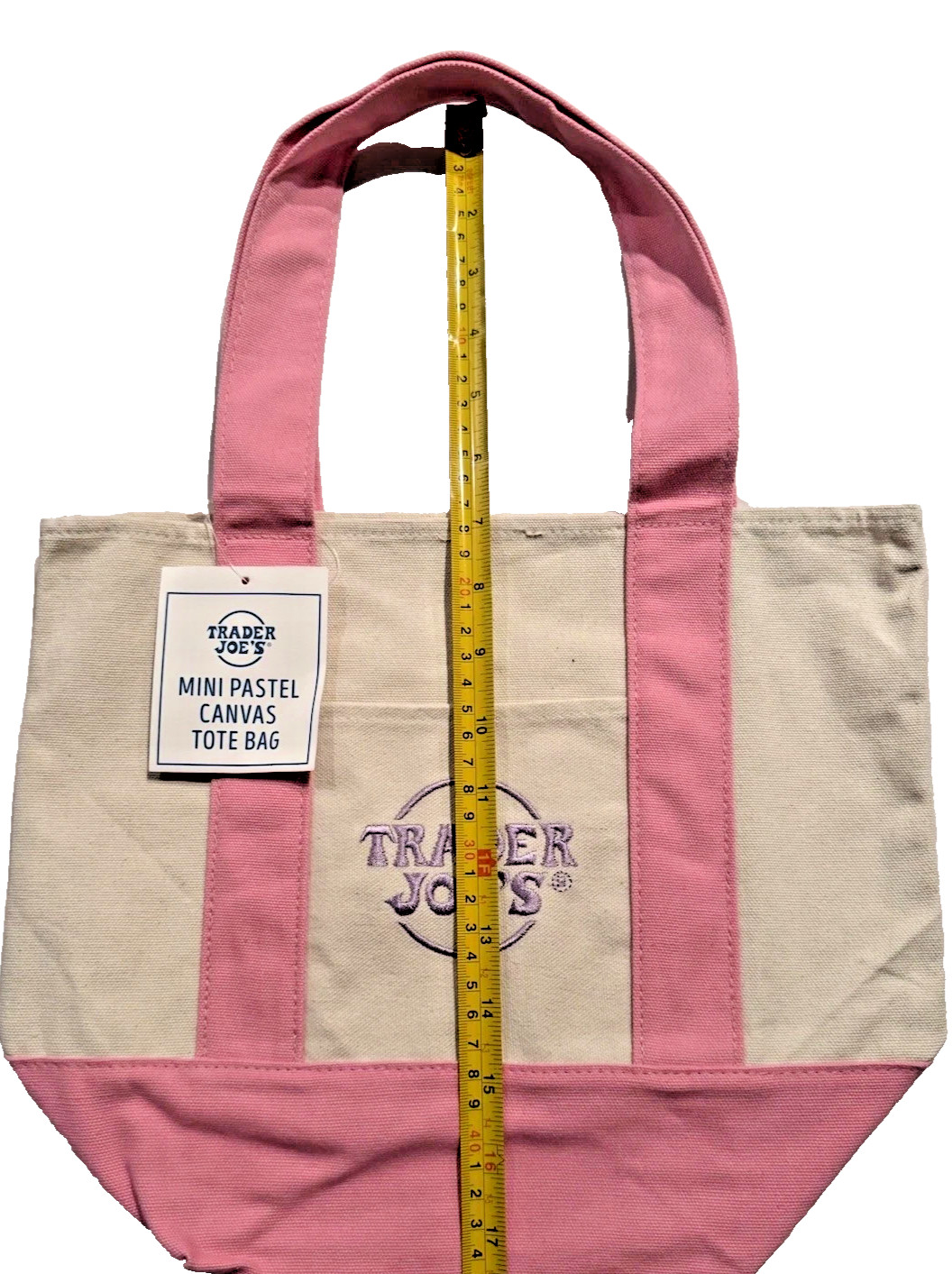 Trader Joe’s Mini Pastel Canvas Tote Bag Pink