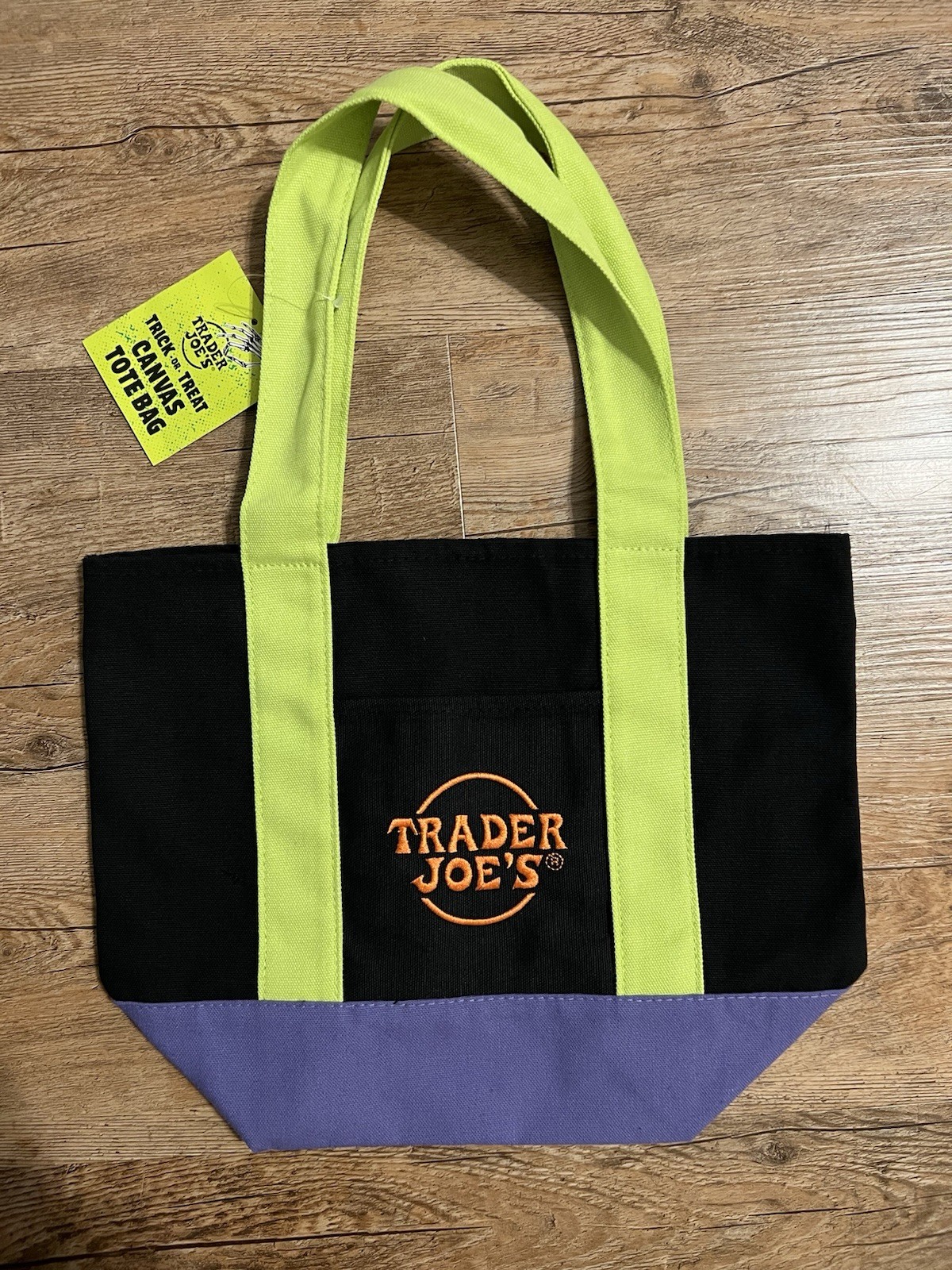 Trader Joe’s Mini Halloween Canvas Tote Bag Multi-color Neon