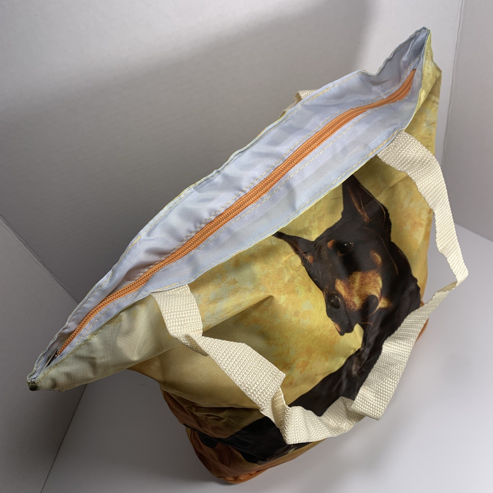 Pet Lover Totes DOBERMAN DOG Zipper Tote Bag Reusable Grocery 14×15 New Tag