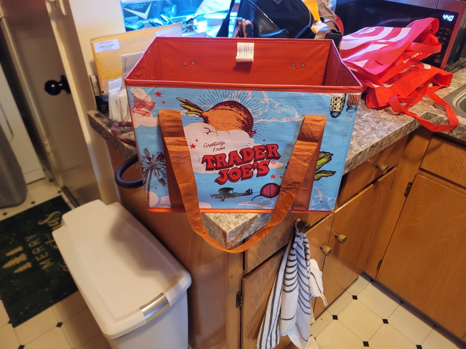 New Trader Joe’s Stand Up Collapsible Reusable Grocery Tote Shopping Bag
