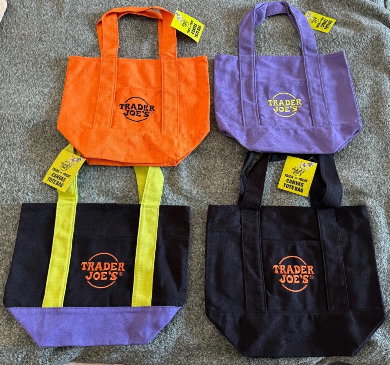 Trader Joes Mini Canvas Tote Bag Set of 4 Halloween LIMITED EDITION!!