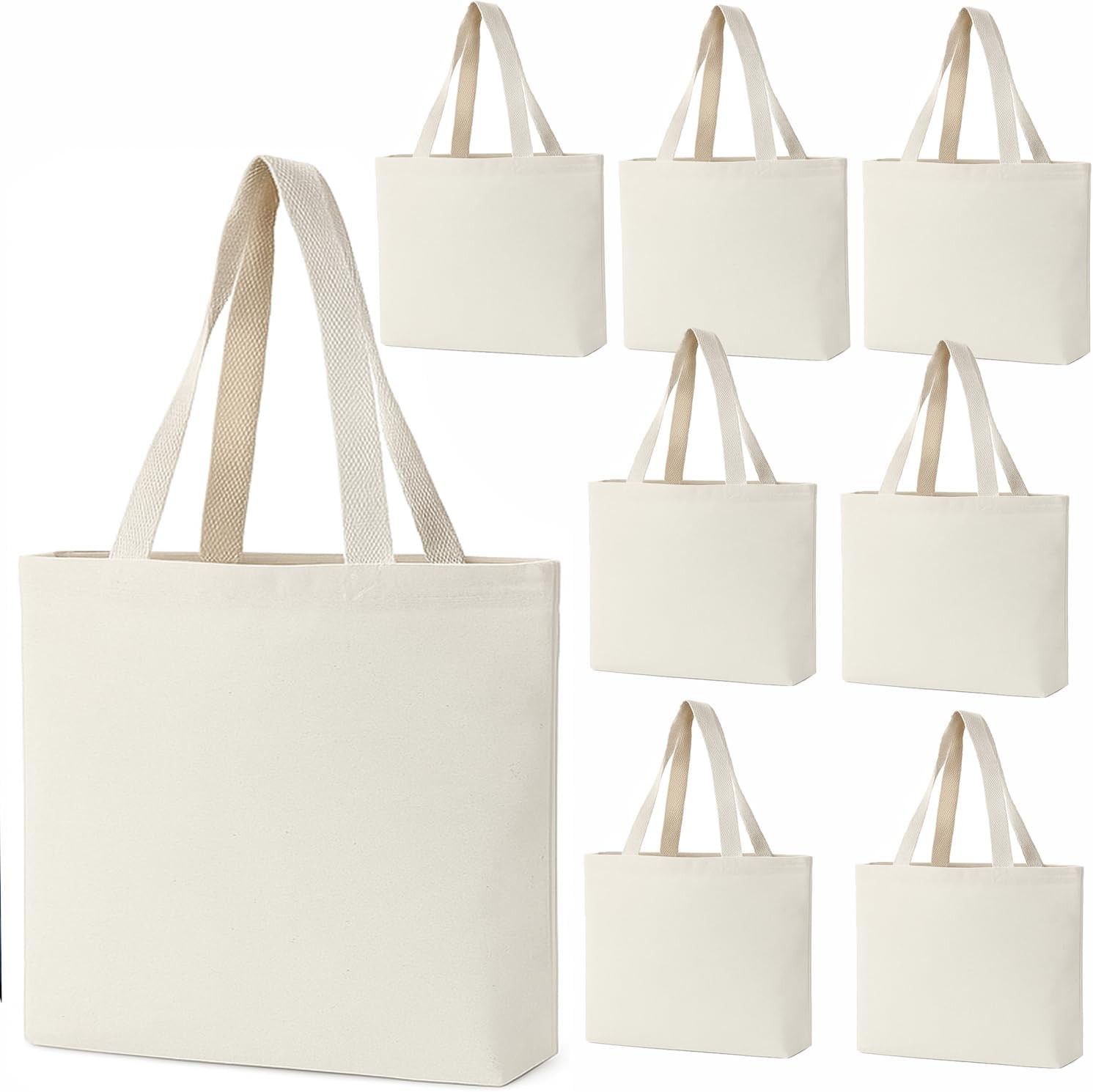 Pack of 12, 8″ x 8″ W Mini Natural Color Canvas Tote Bag, Canvas Craft Bags, DIY