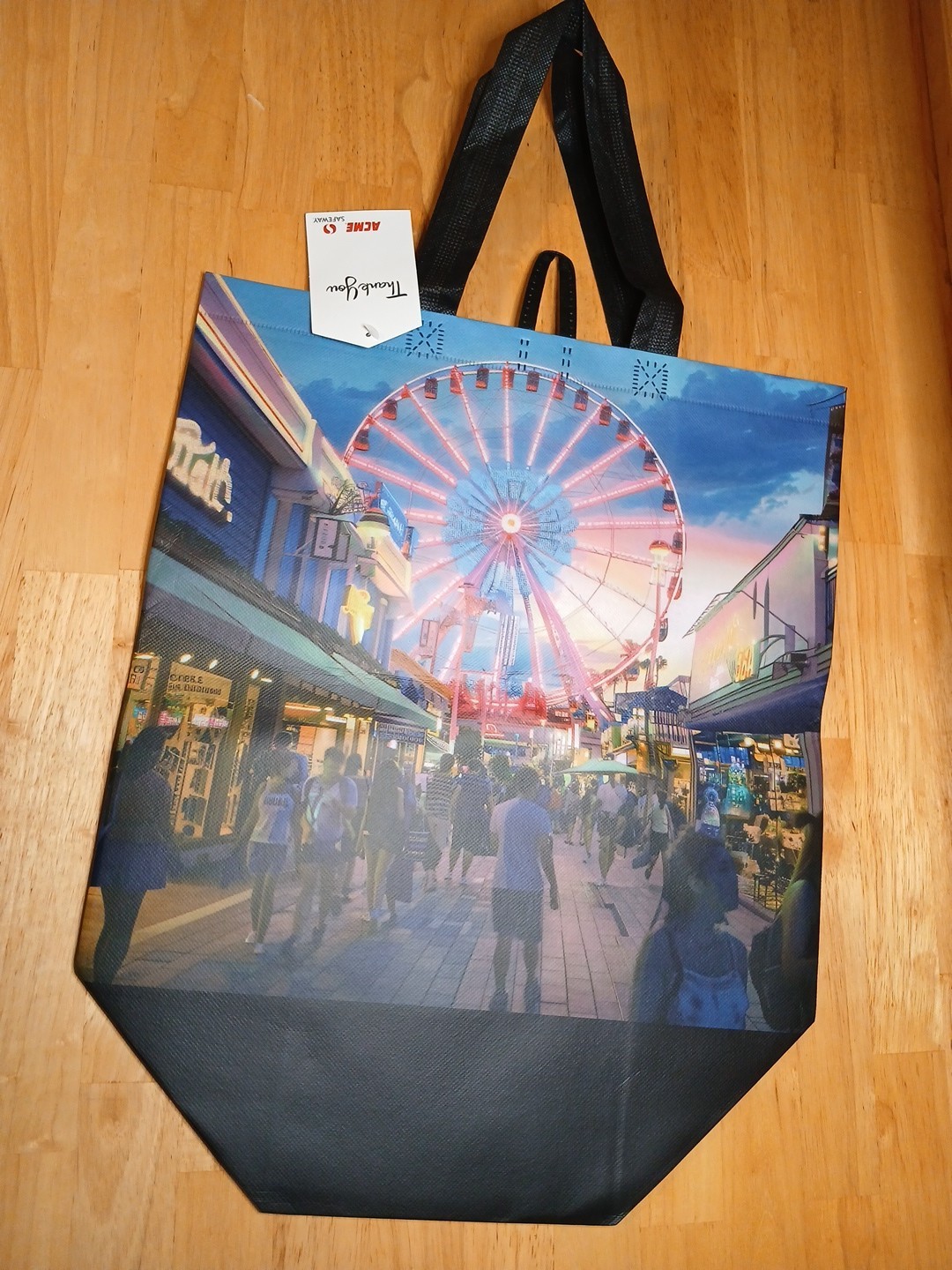 Acme Jersey Shore Reusable Shopping Tote Bag W/ Boardwalk and Ferris Wheel NEW