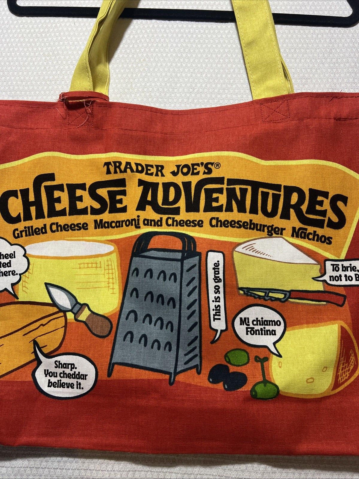 Trader Joe’s Bag Reusable Canvas NEW Cheese Adventures shopping Heavy Duty Lrg