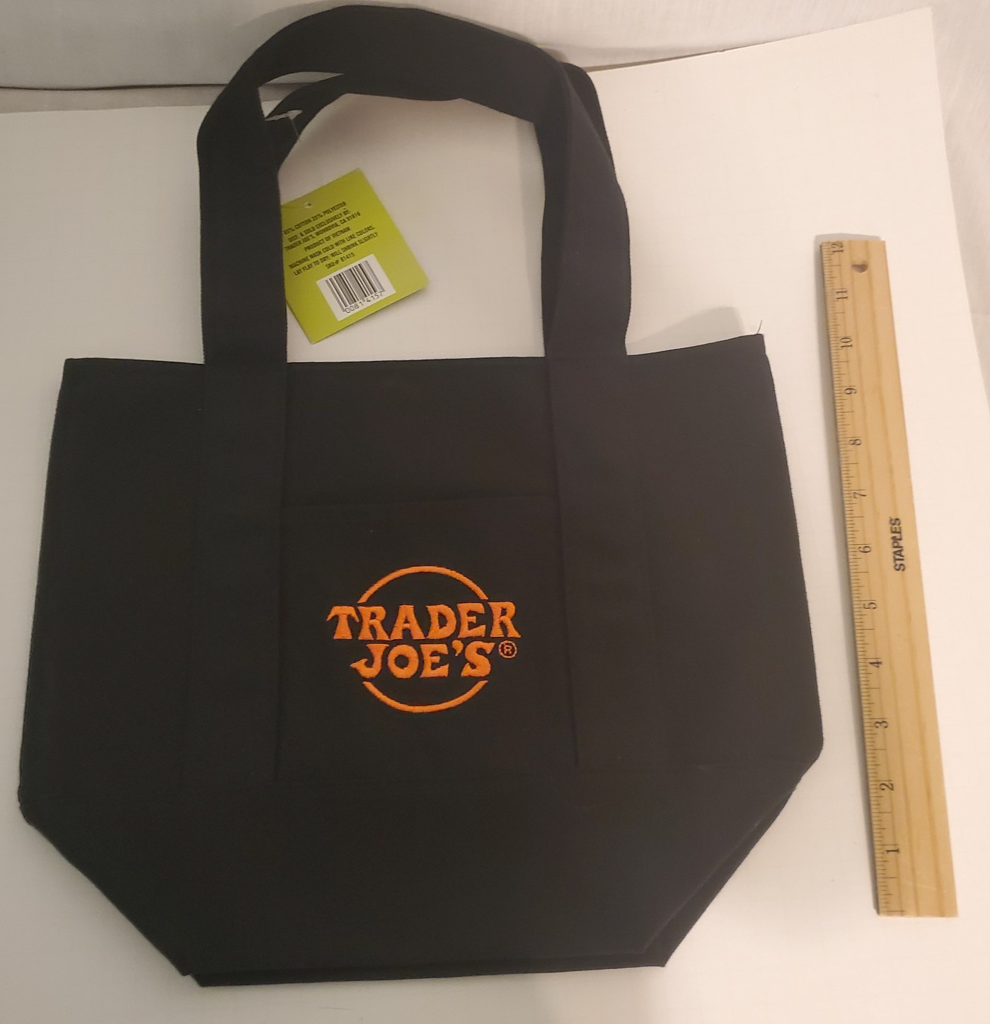 Trader Joe’s Limited Halloween Mini Canvas Tote Bag Black Trick or Treat NWT