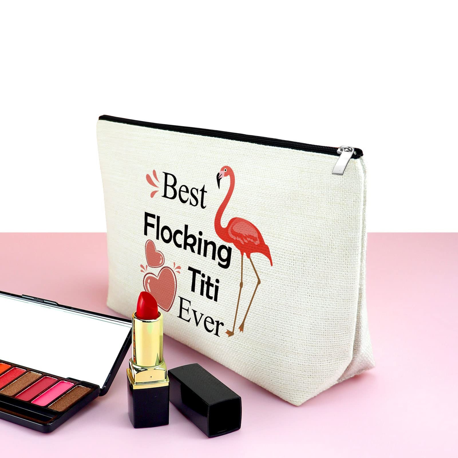 Mxrymvu Aunt Auntie Gifts Makeup Bag Funny Titi Best Flocking Ever