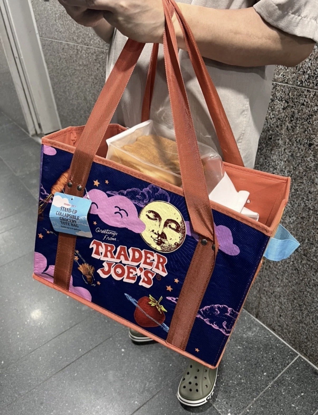 New Trader Joe’s Stand Up Collapsible Reusable Grocery Tote Shopping Bag