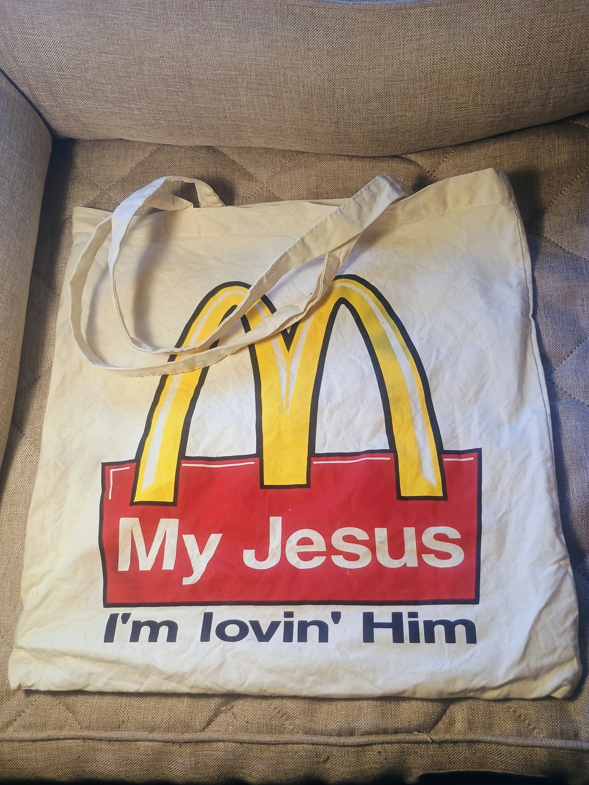 My Jesus I’m Lovin’ Him Tote Bag Reusable Shopping Bag McDonald’s Parody