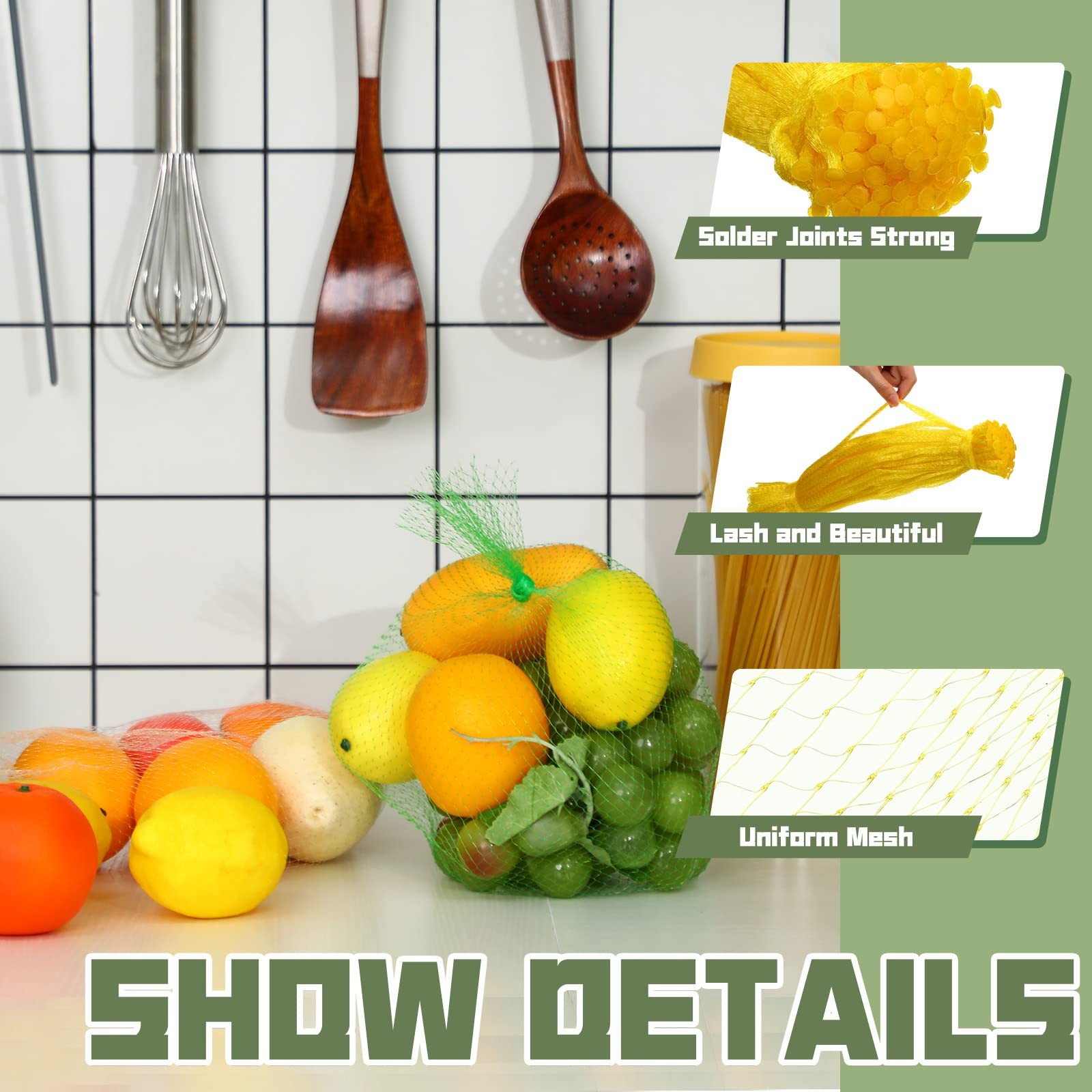 Zhengmy 500 Pcs Reusable Mesh Produce 4 Sizes, red, green, white and yellow