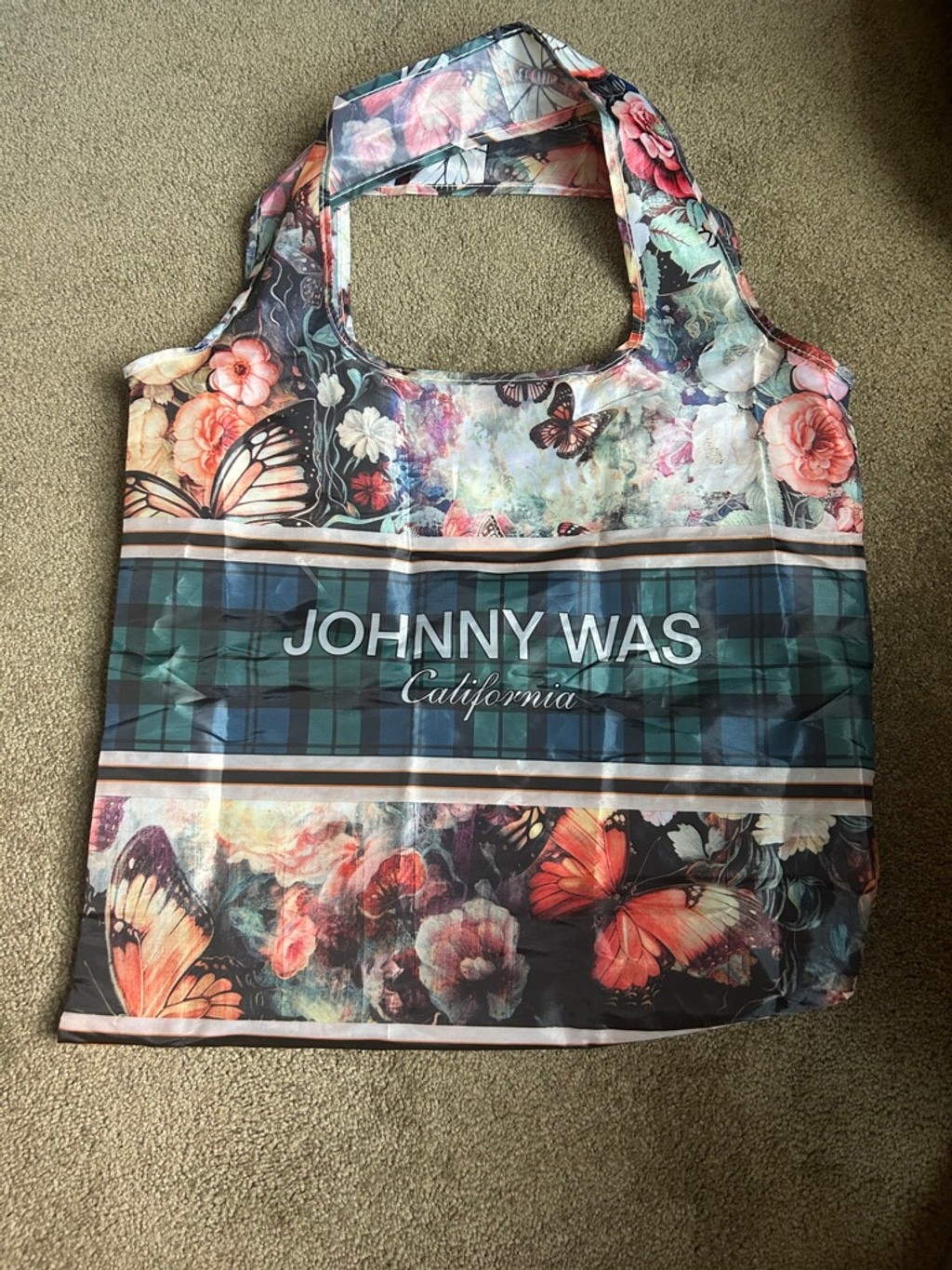 Women’s Johnny Was One Size Blue Multicolor Floral Butterfly Tote Bag