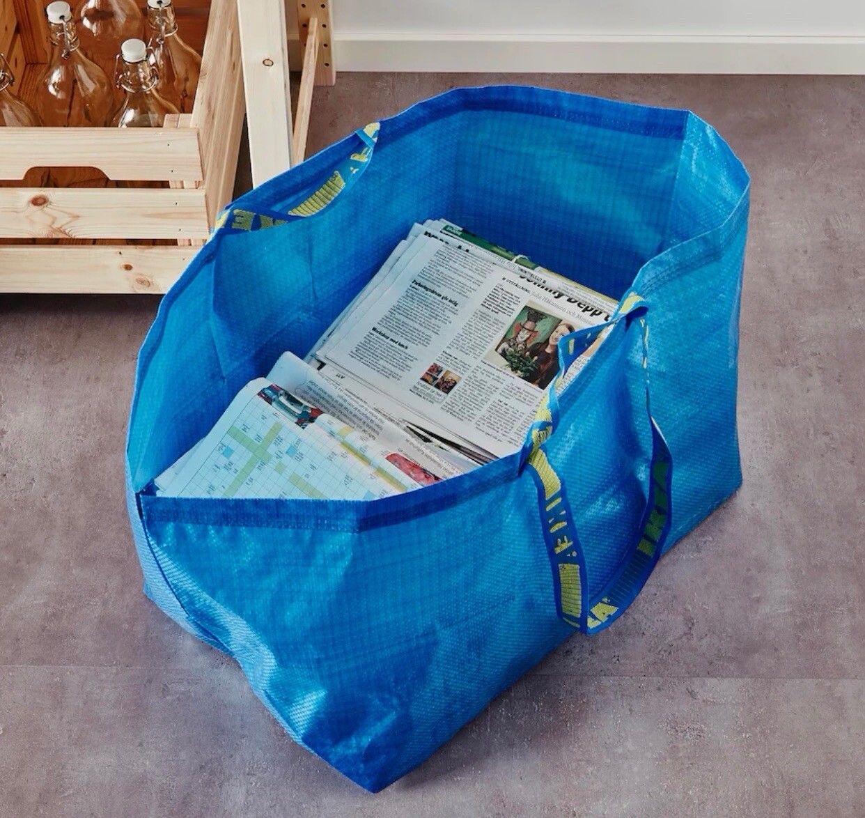IKEA Blue Reusable 21 3/4×14 1/2×13 3/4 19 Gallon Shopping Tote Carrier Bag