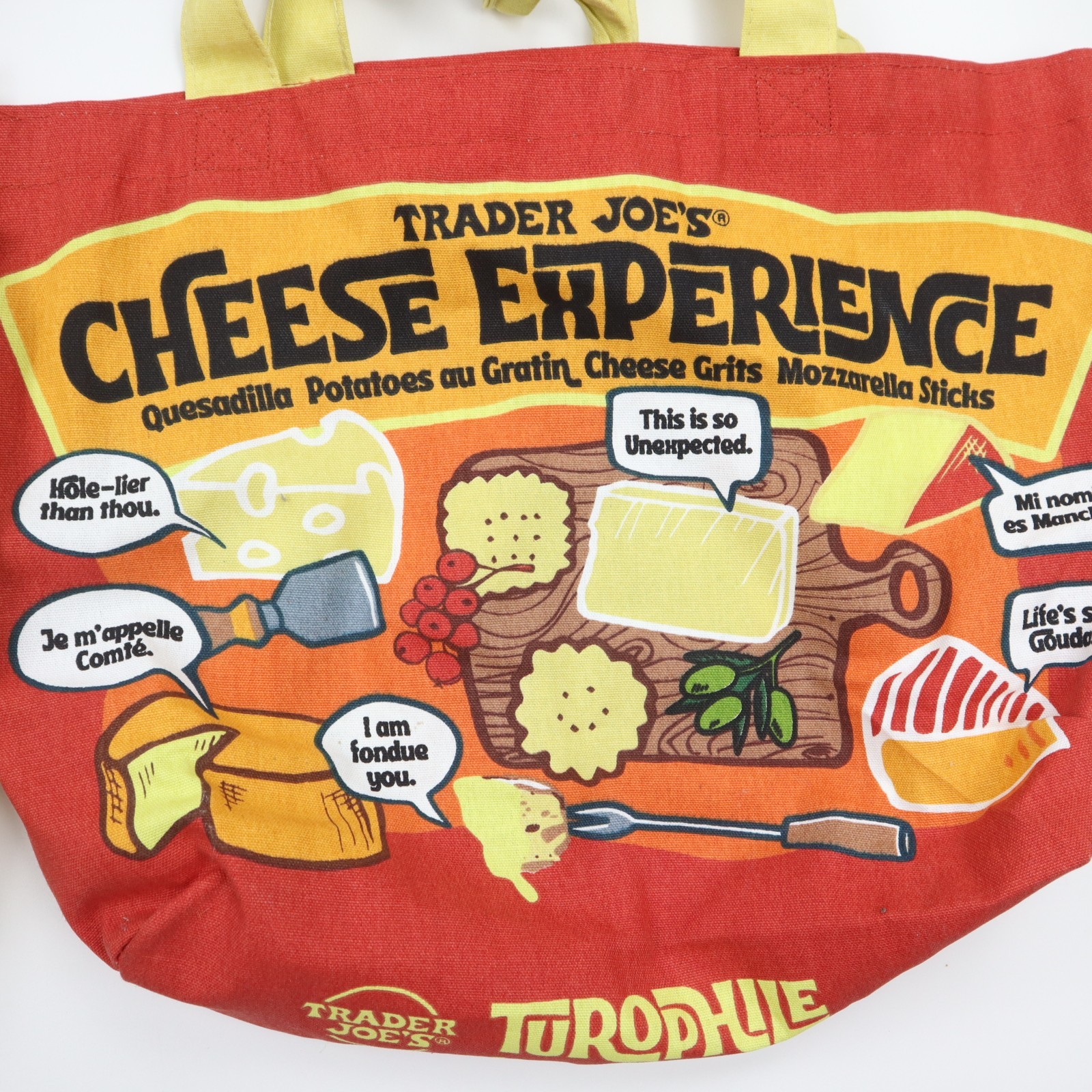 Trader Joes Reusable Shopping Tote Bag (Lot of 4) Chicago Cheese Toast Graphic