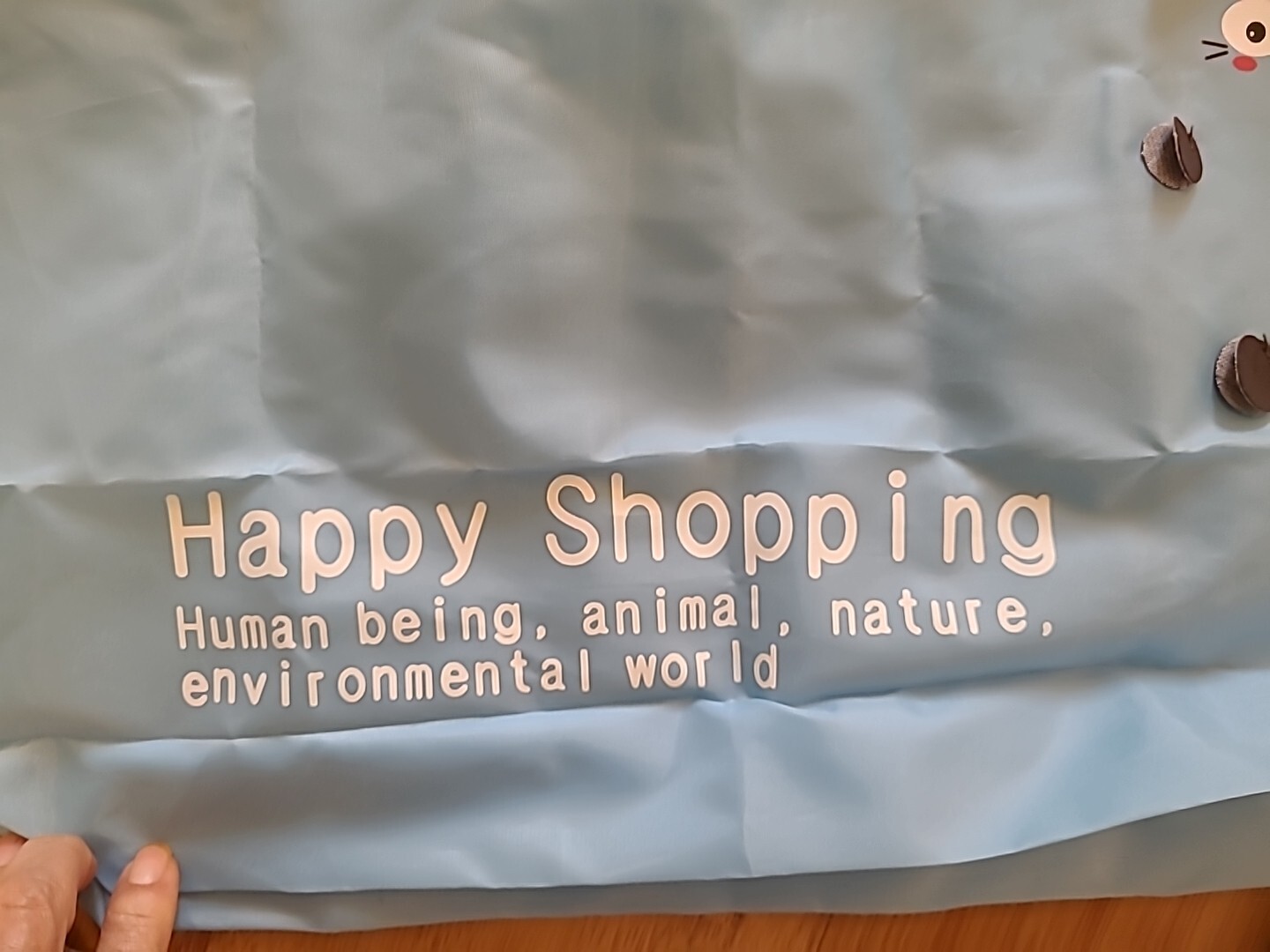 Blue Nylon Reusable Foldable Shopping Bag Tote,Lightweight For Purse,Korea, New