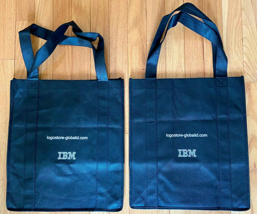 IBM LogoStore Global ID Reusable Shopping Bag 15″ x 13″ x 10″ Brand New Set of 2
