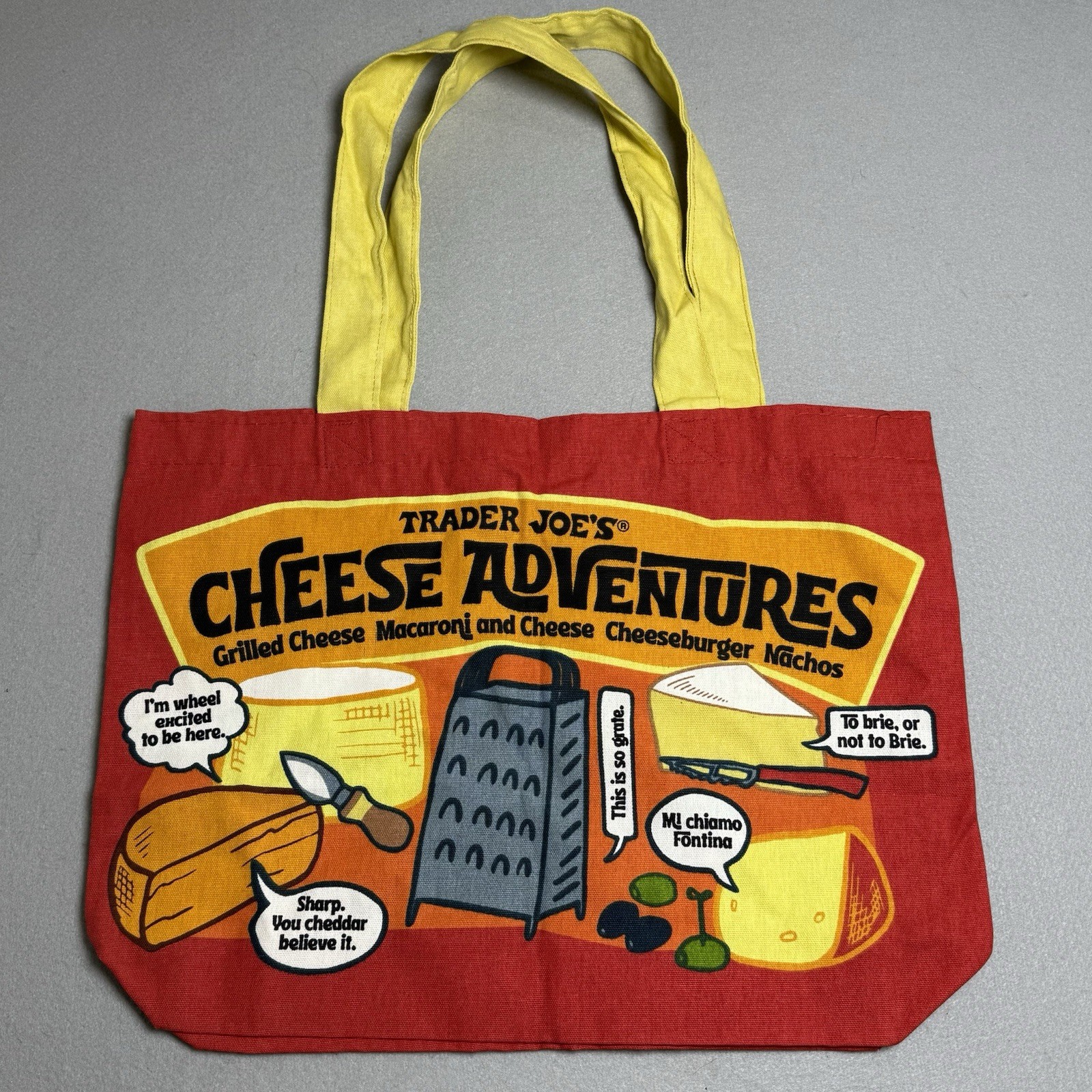 Trader Joe’s Cheese Adventure Print Reusable Canvas Shopping Bag All Over Print
