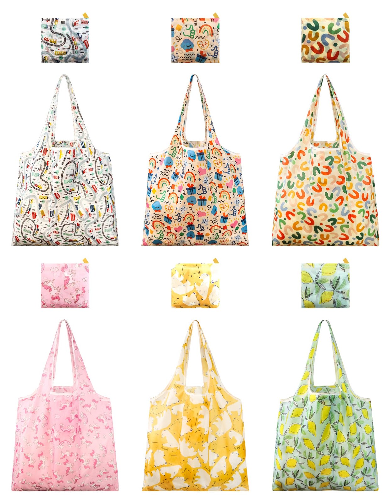 6 Pcs Reusable Grocery Bags, Foldable Shopping Bags Heavy Duty, Large Nanobag…