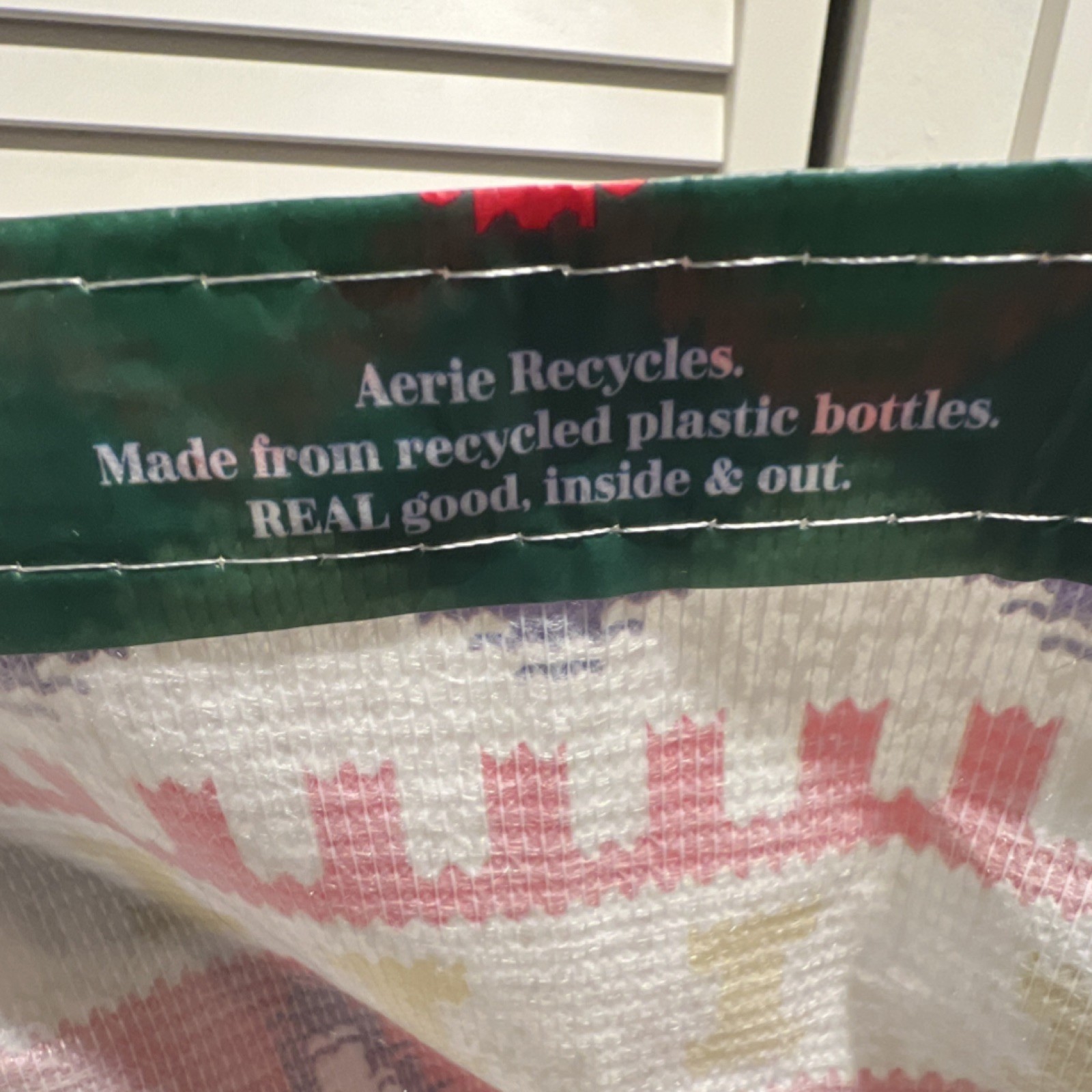 Aerie Foldable Tote Bag Multicolor Recycled Plastic Bottles RN 54485