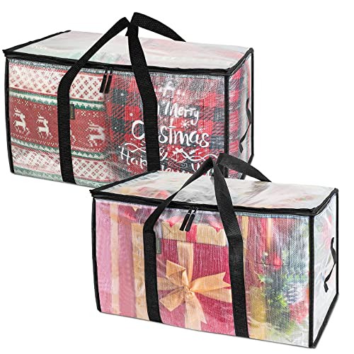 Oversized Moving Bags with Reinforced Handles, Heavy-Duty Storage 2-Pack Clear