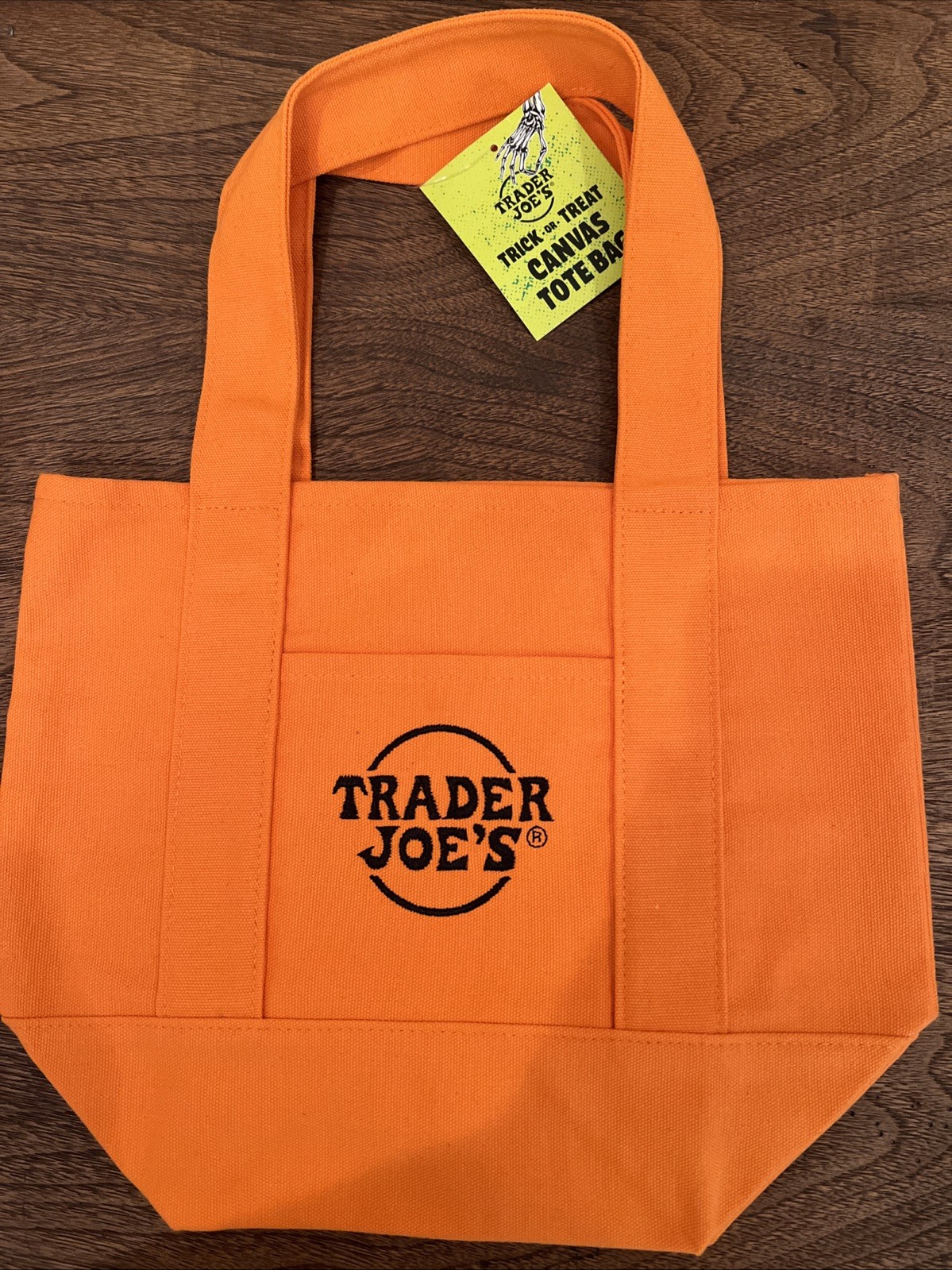 Trader Joe’s Trick Or Treat Canvas Tote Bag Orange Halloween Reusable NWT