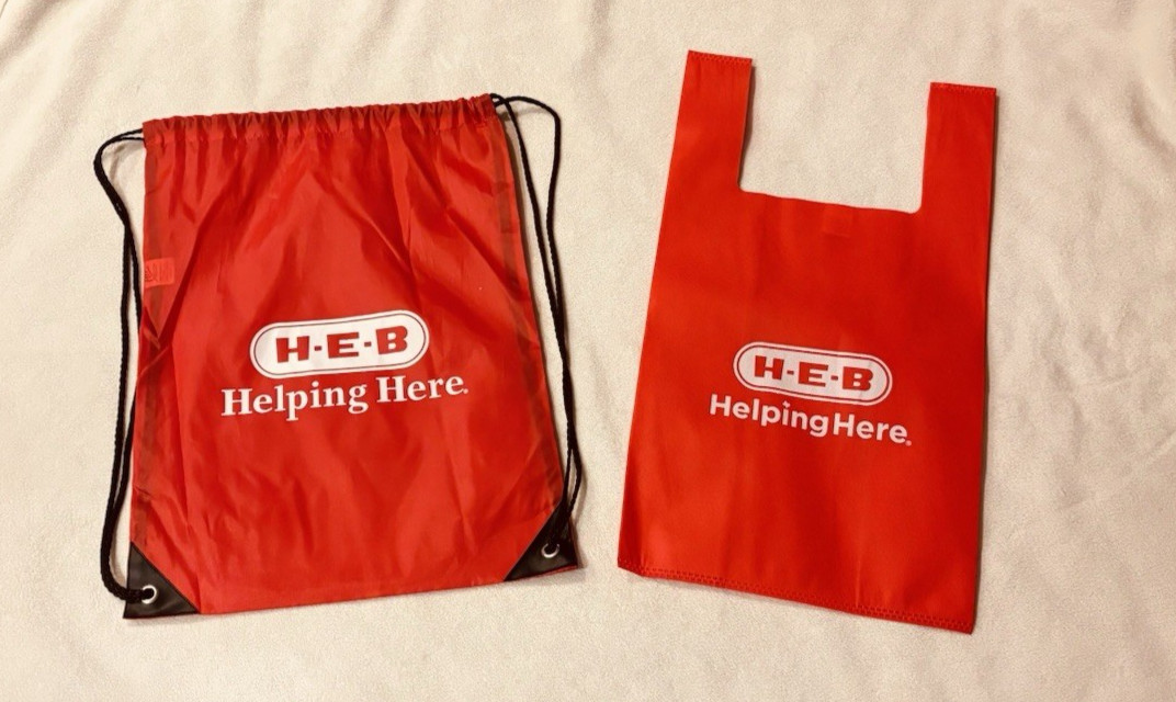 HEB Reusable Red Shopping Bag, Grocery Bag, HEB Red Cinch Backpack NEW!