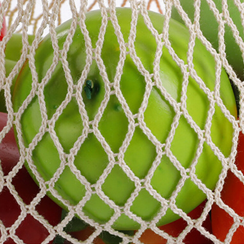 Woven Cotton Mesh Bag Washable Cotton Mesh String Handbag Long Handle Net Tote