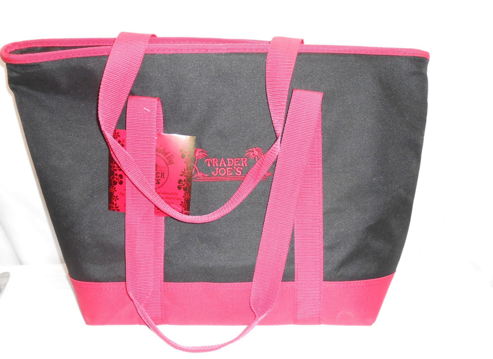 Trader Joe’s Insulated Cooler Tote Bag XL 7 Gallon Reusable Black Red New