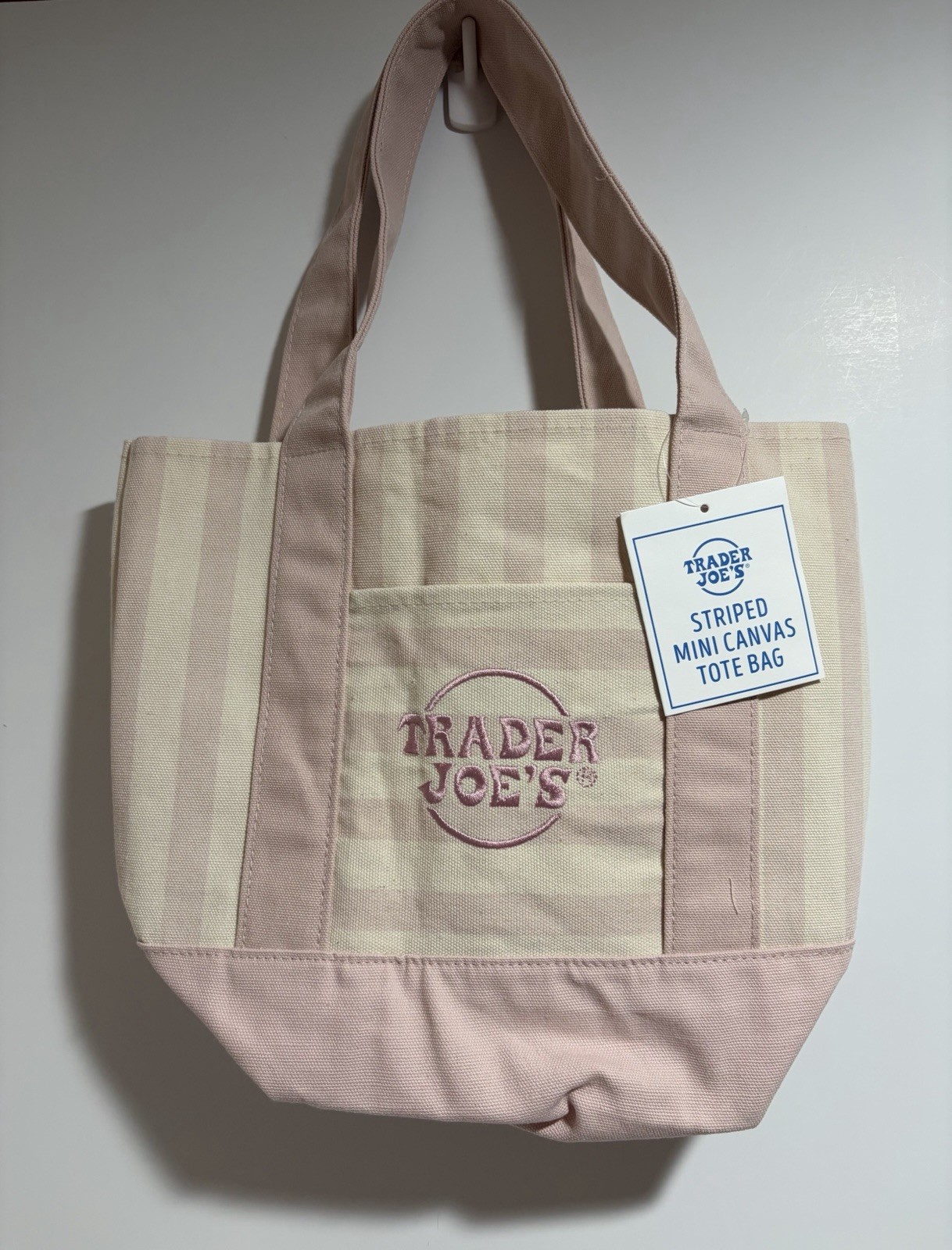 TRADER JOE’S PINK PASTEL STRIPE CANVAS TOTE BAG LIMITED EDITION NEW w/TAG 2026