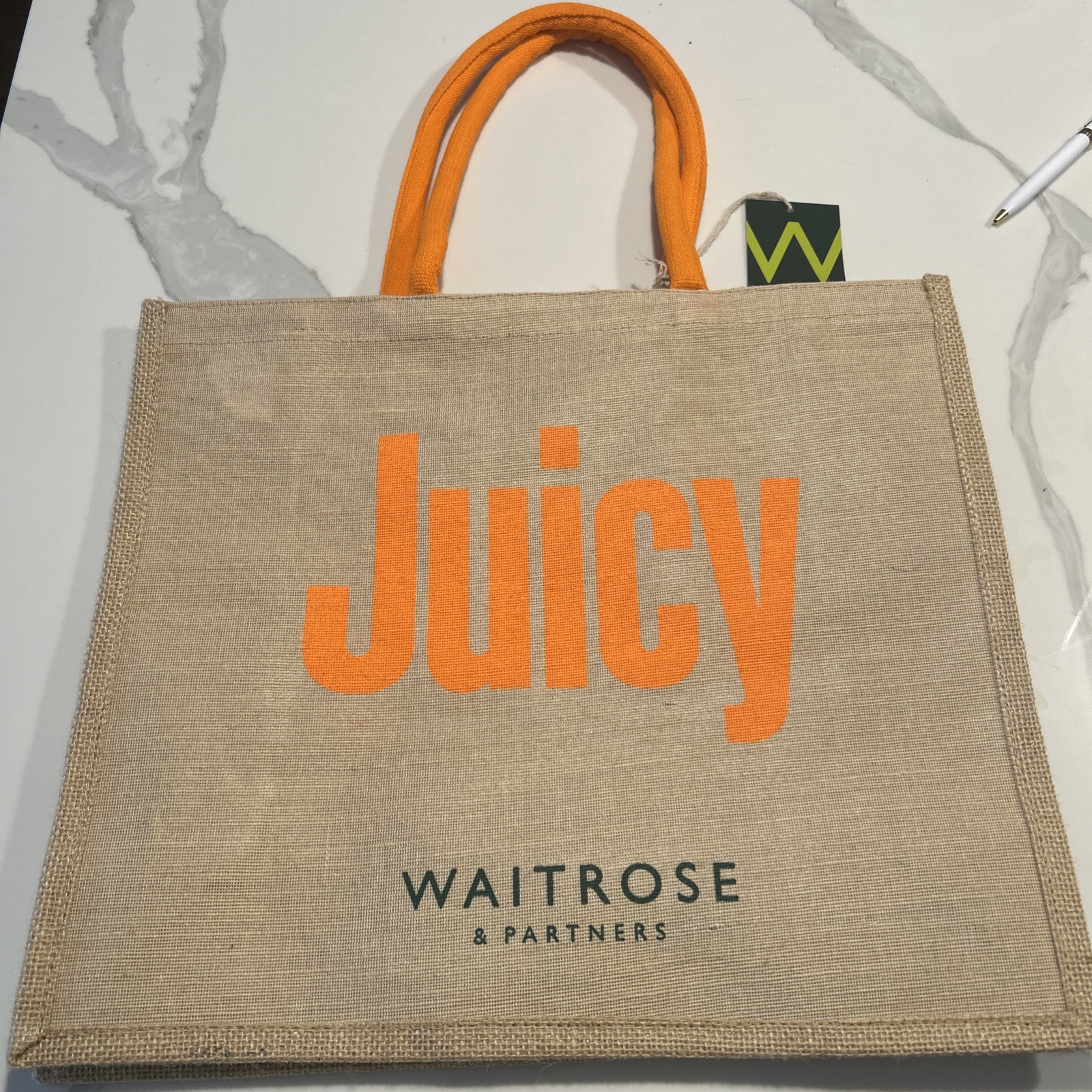 🇬🇧Waitrose/John Lewis LRG Bag “Juicy” Jute New US seller🇬🇧