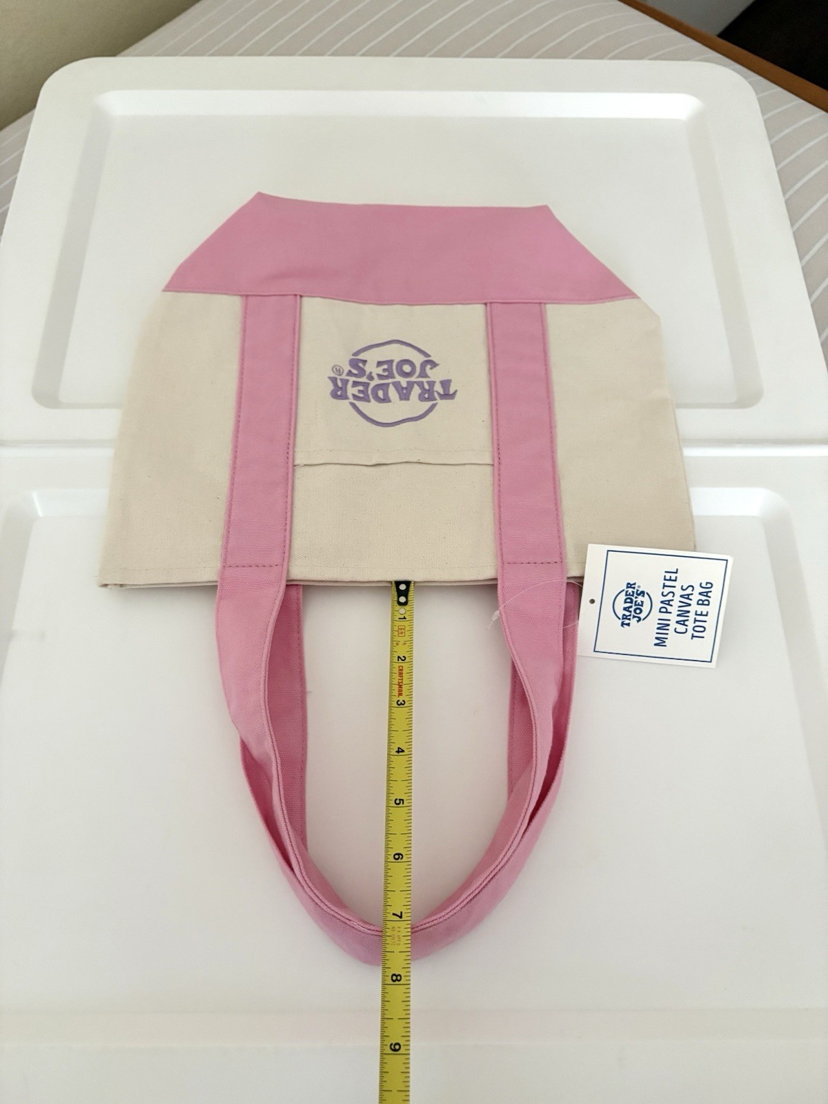 Trader Joe’s Easter Pink Mini Canvas Grocery Shopping Tote Bag Purse Reusable