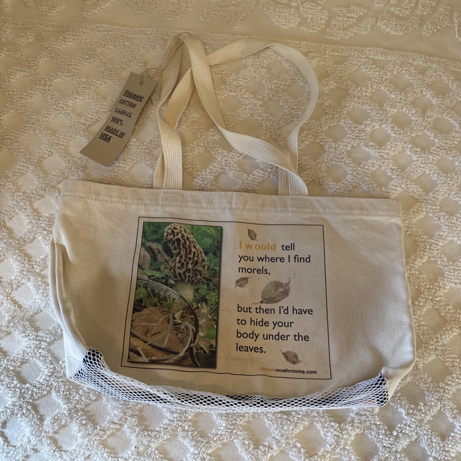 New Mushroom Collecting Cloth BAG Tote Cotton Morel Hunting Illinois Wild Foods