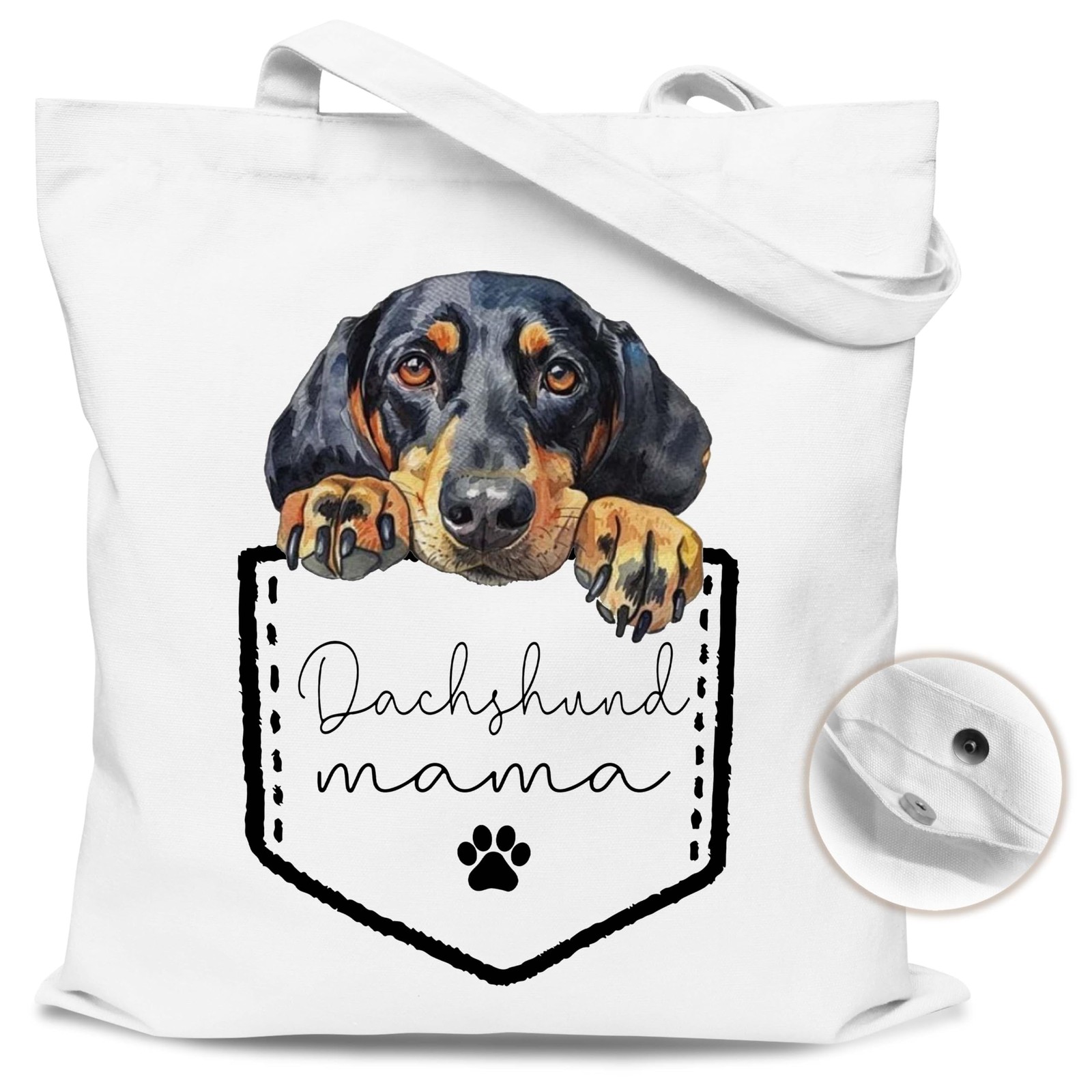 Dachshund Mama Canvas Tote Bag with Magnetic Buckle-Dachshund Gifts for Girls…