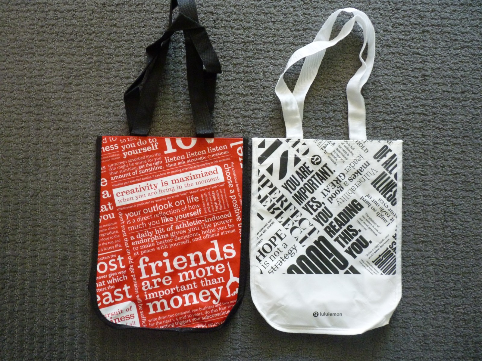 Lululemon Reusable Shopping Tote Bags (4) Small Totes Different Designs #6