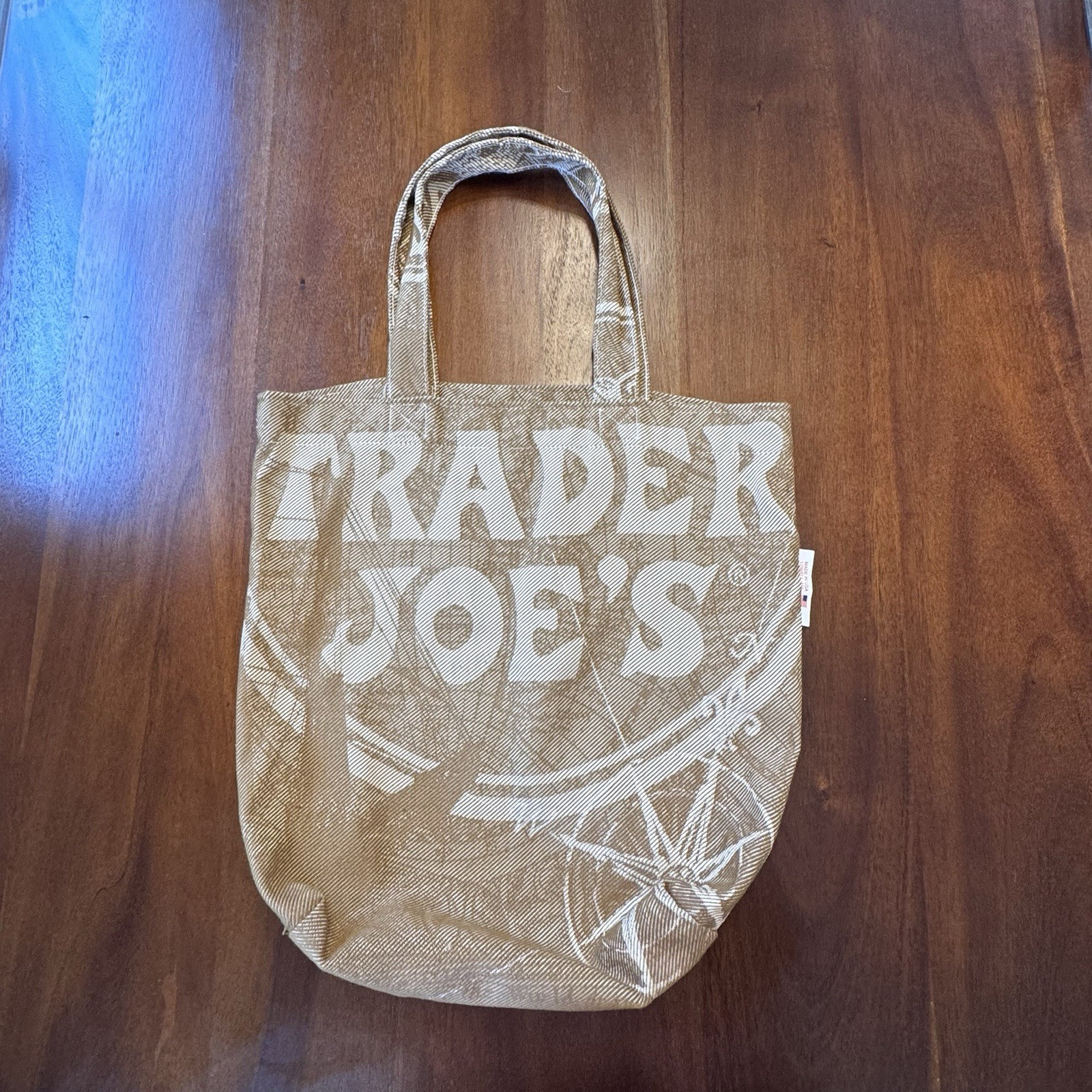 Trader Joes Reusable Shopping Tote Bag Cloth Tan & Natural Compass Logo USA