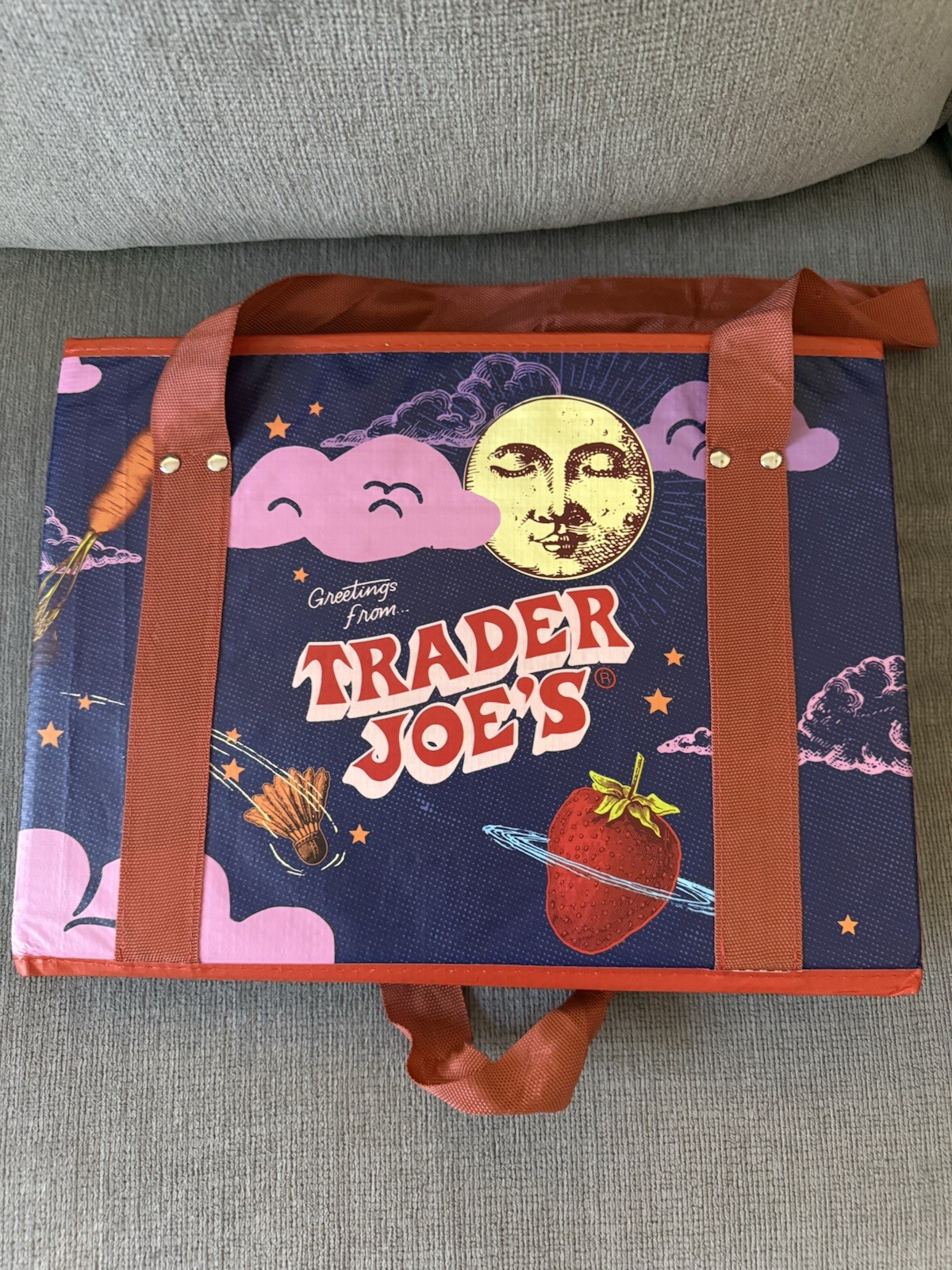 Trader Joe’s Stand-Up Collapsible Grocery Tote Bag Multicolor 6 Gal 15×10