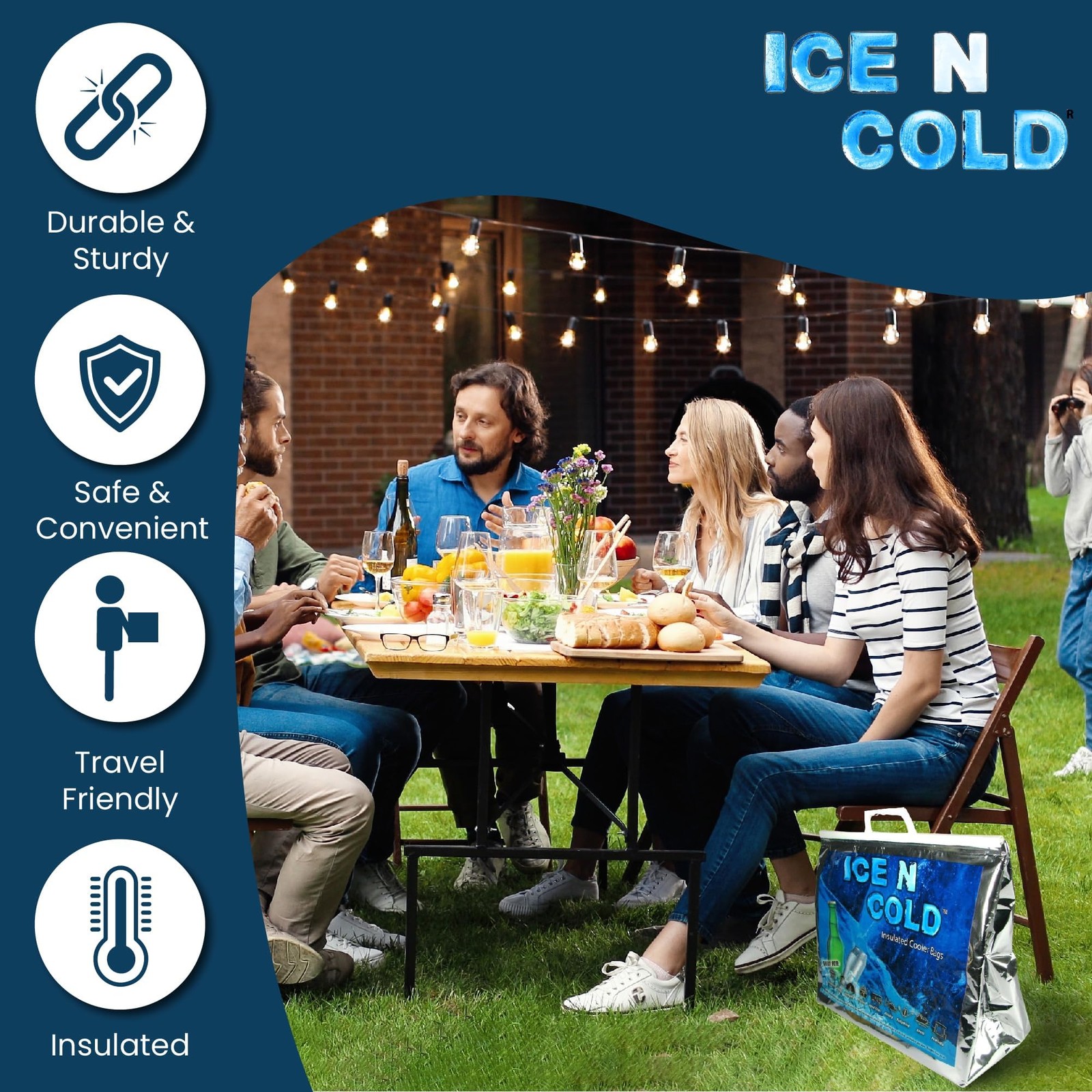 Insulated Picnic/Shopping Cooler Bags, Pack of 5, Lightweight Soft Collapsibl…