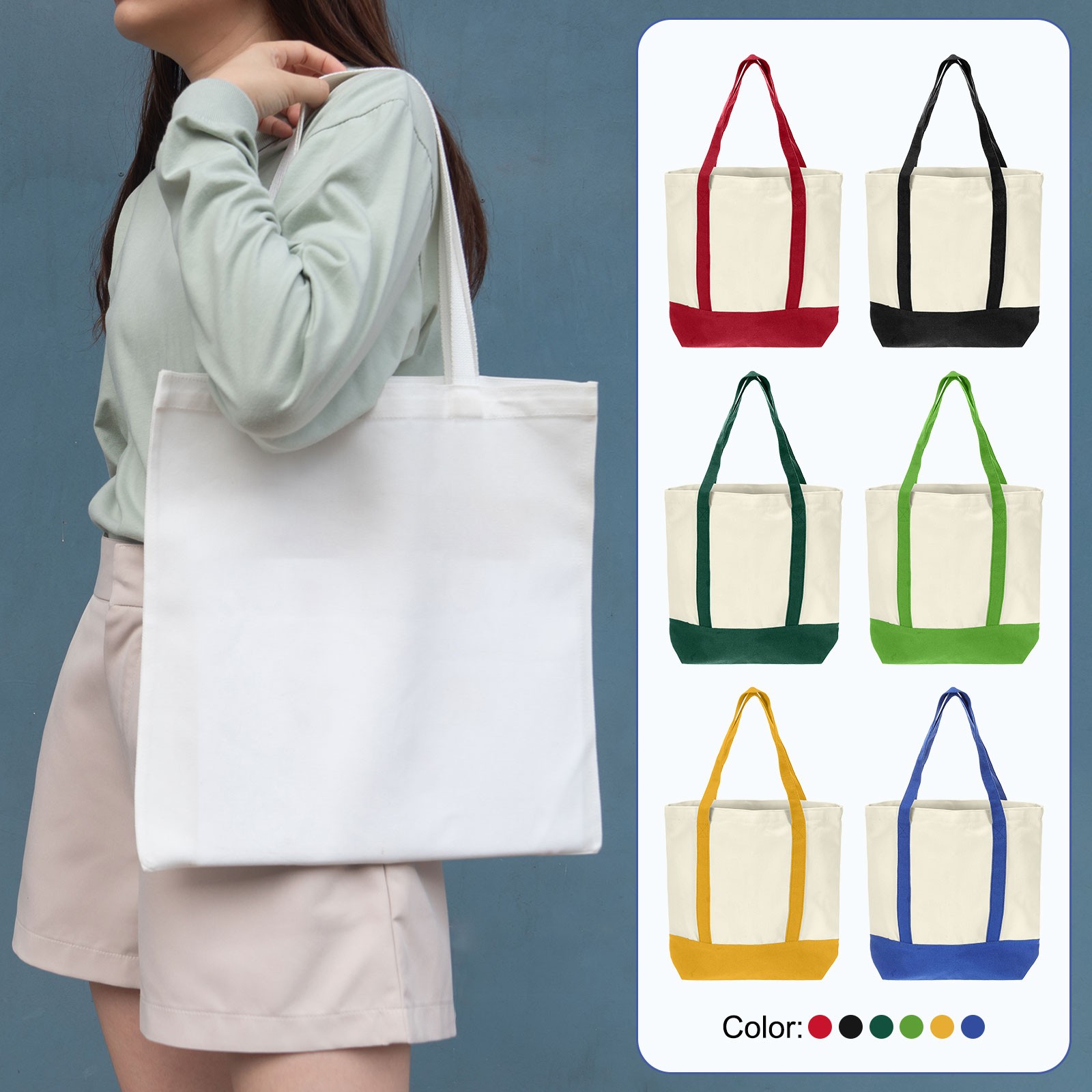 Canvas Tote Bag with Zipper,1Pcs 16″ x 14″ x 4″ Canvas Tote Bags(Black)