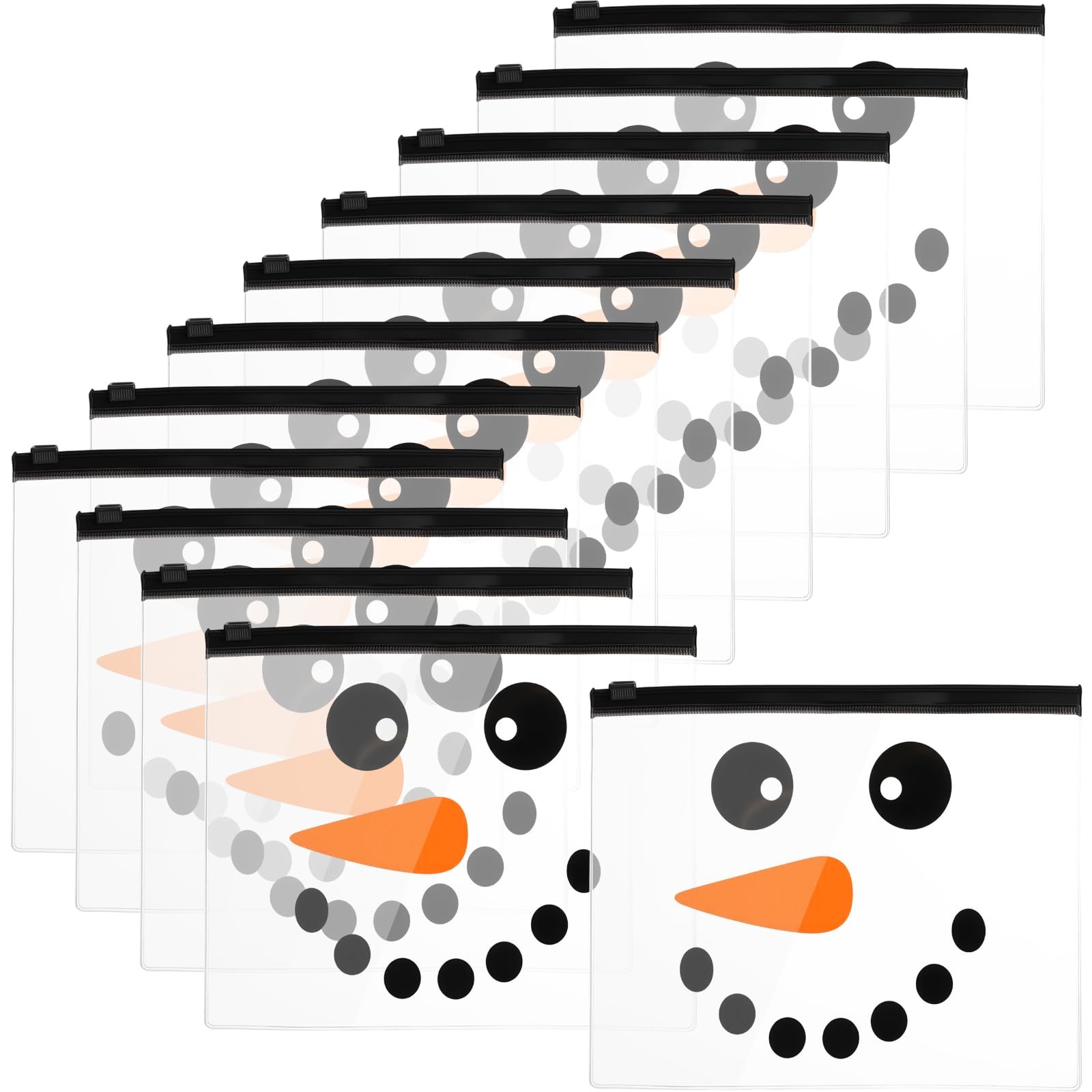 Sunnymove 12 Pcs Winter Snowman 7.87 x 5.91 inches, clear, white and black