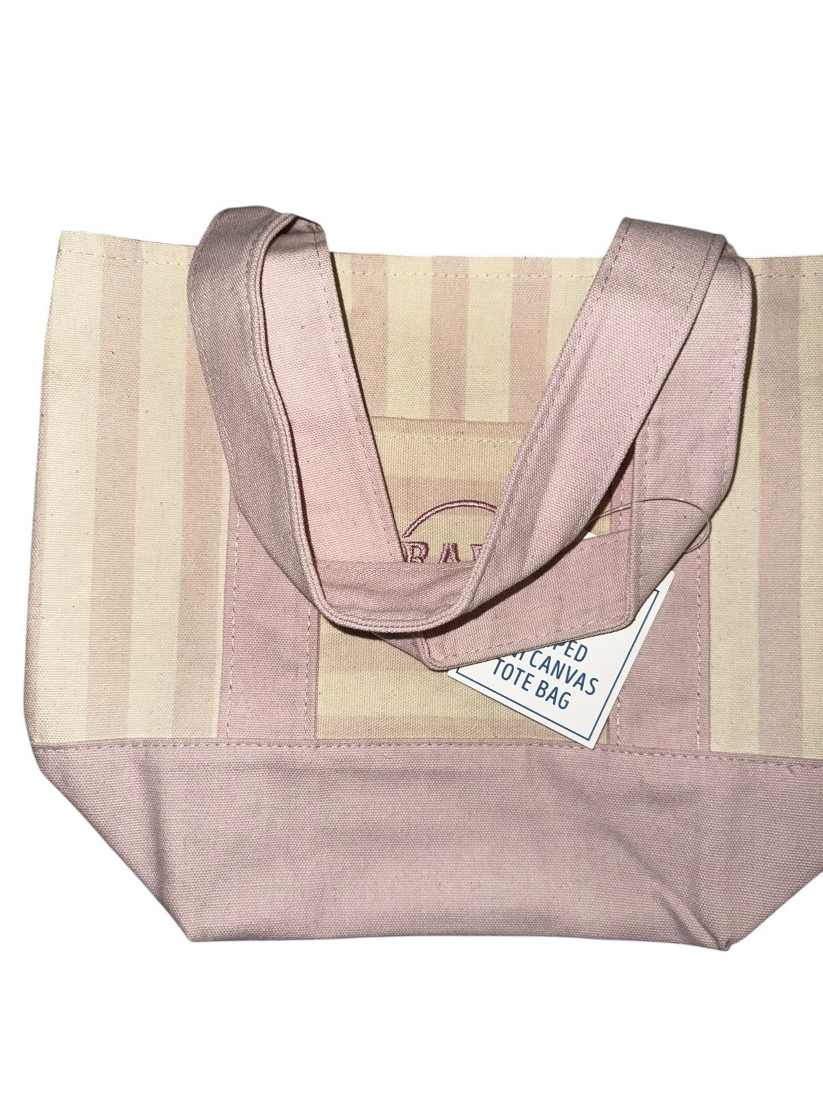 Trader Joe’s Mini Pastel Stripe Canvas Tote Bag Limited Edition Set Of 4