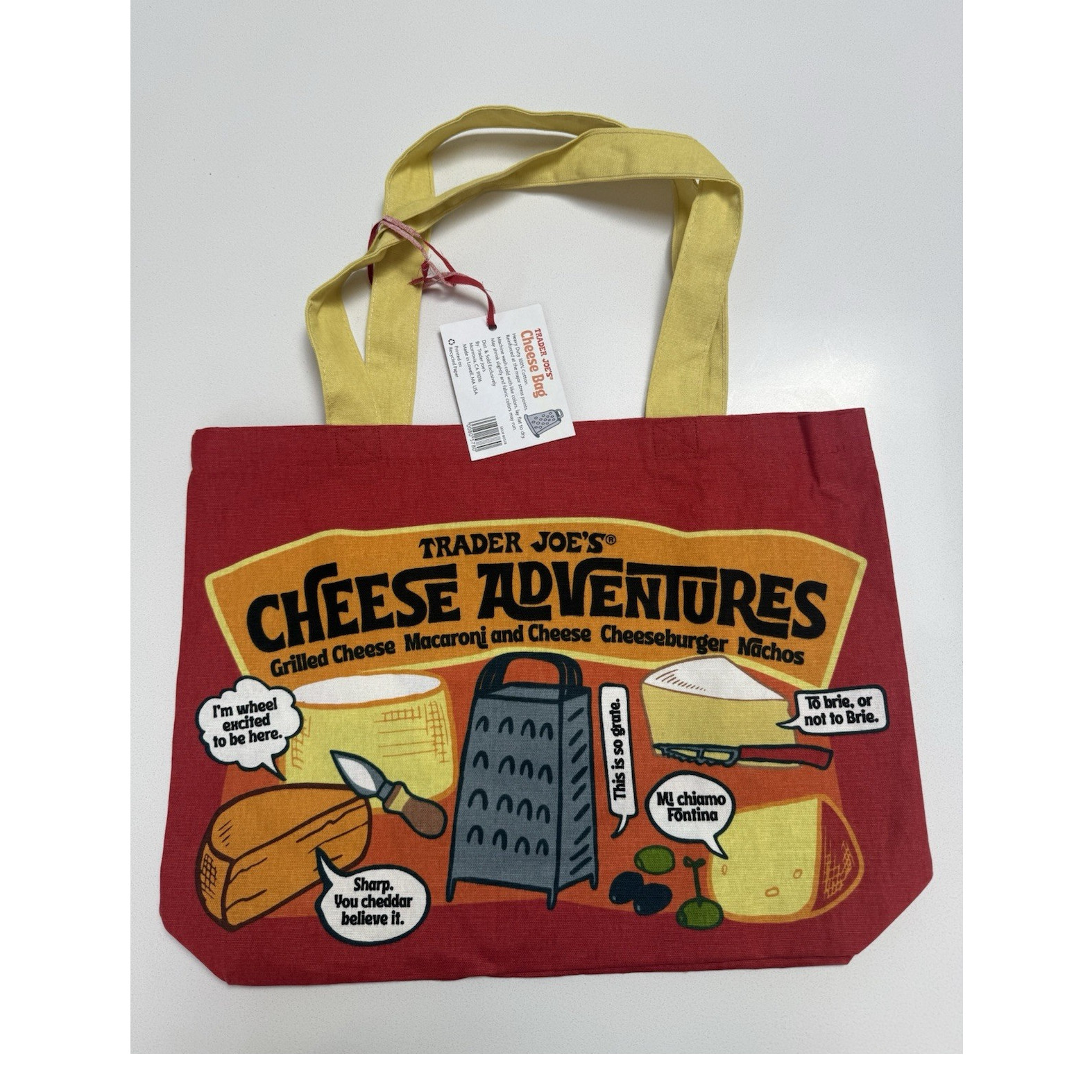 Trader Joe’s Cheese Bag Cotton Reusable Tote Large Double Handles, 2 Pack