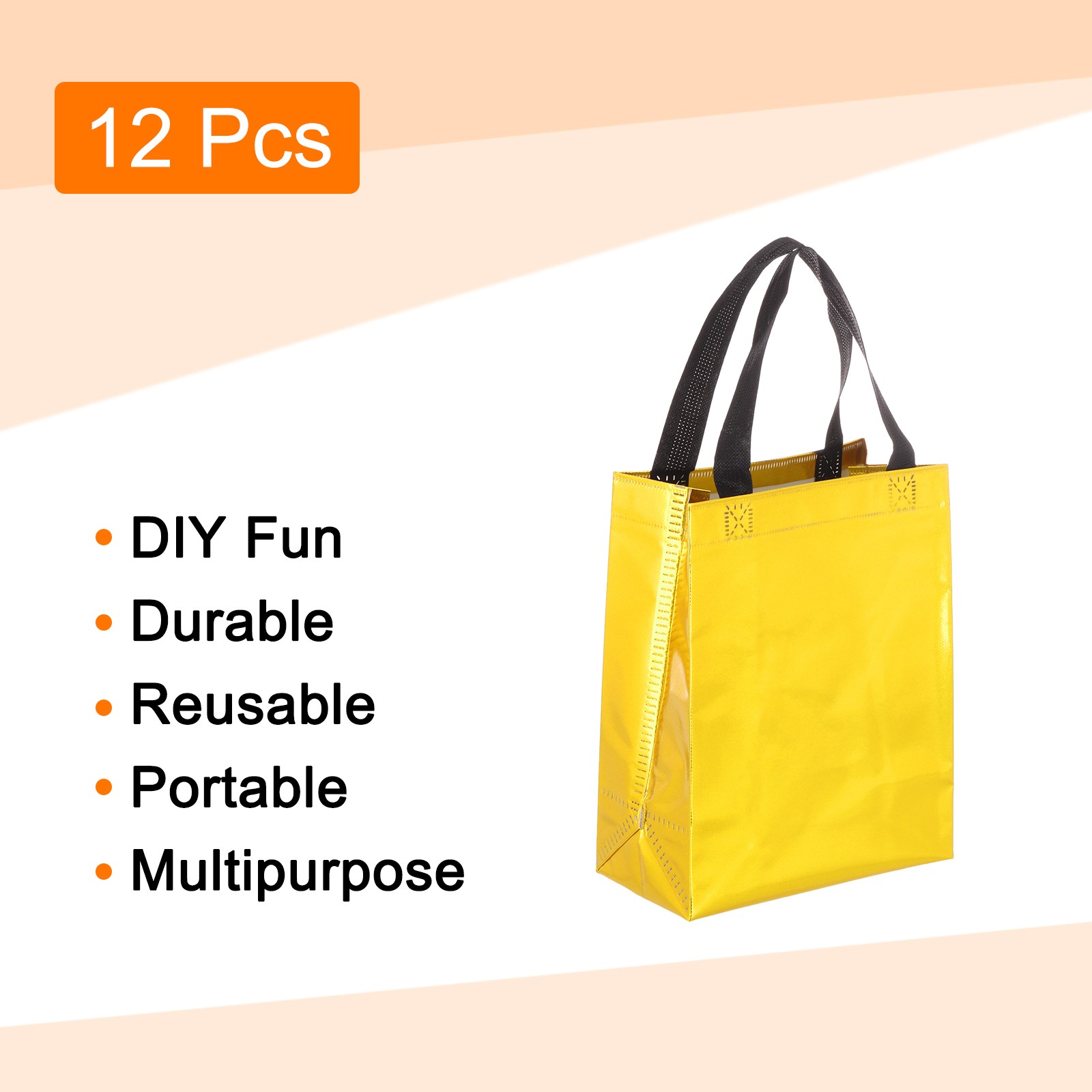 12Pcs Reusable Gift Bags with Handles 7.9 x 9.8 Inch Gold