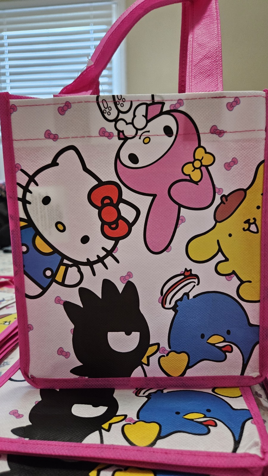 Hello Kitty & Friends 12 New Reusable Pink Tote Bags Non-Woven, Medium 10x8x4