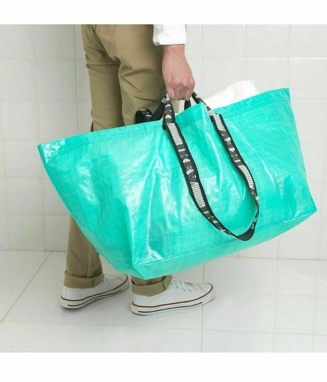 NEW IKEA Slukis Blue Large Reusable Laundry Tote Shopping Bag Limited Edition